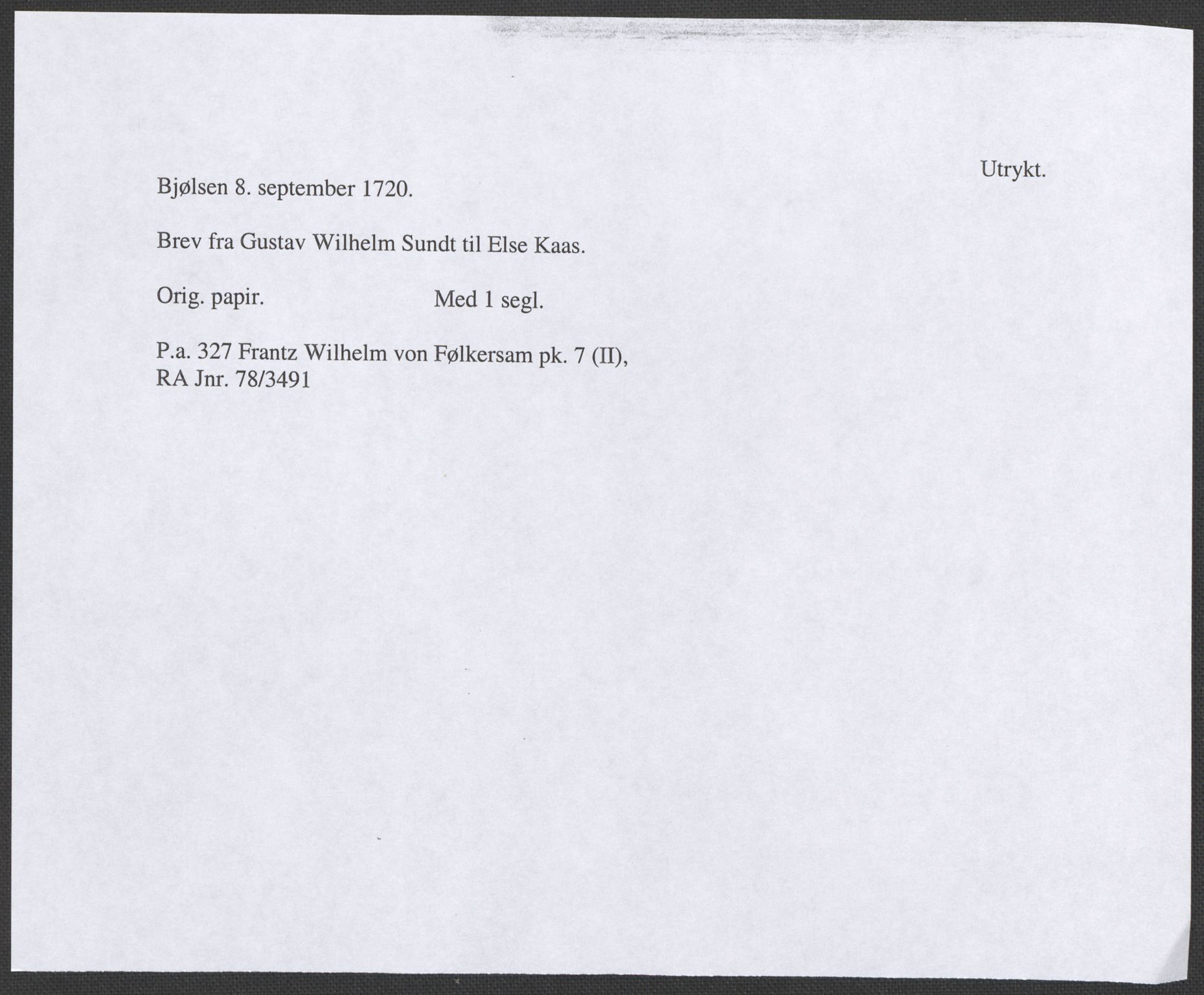 Riksarkivets diplomsamling, RA/EA-5965/F12/L0005: Pk. 7 (II), 1613-1721, p. 238