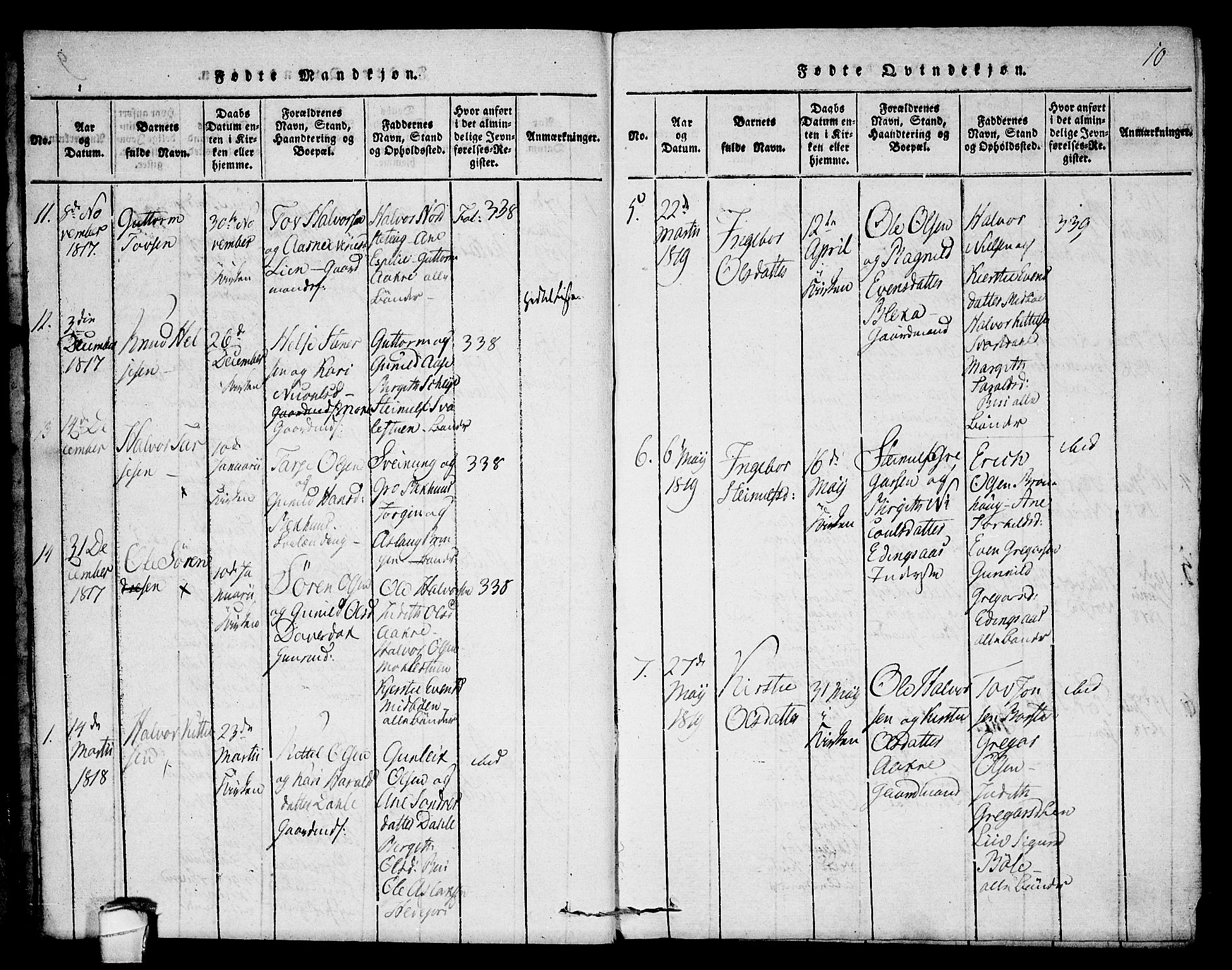 Seljord kirkebøker, SAKO/A-20/F/Fb/L0001: Parish register (official) no. II 1, 1815-1831, p. 10