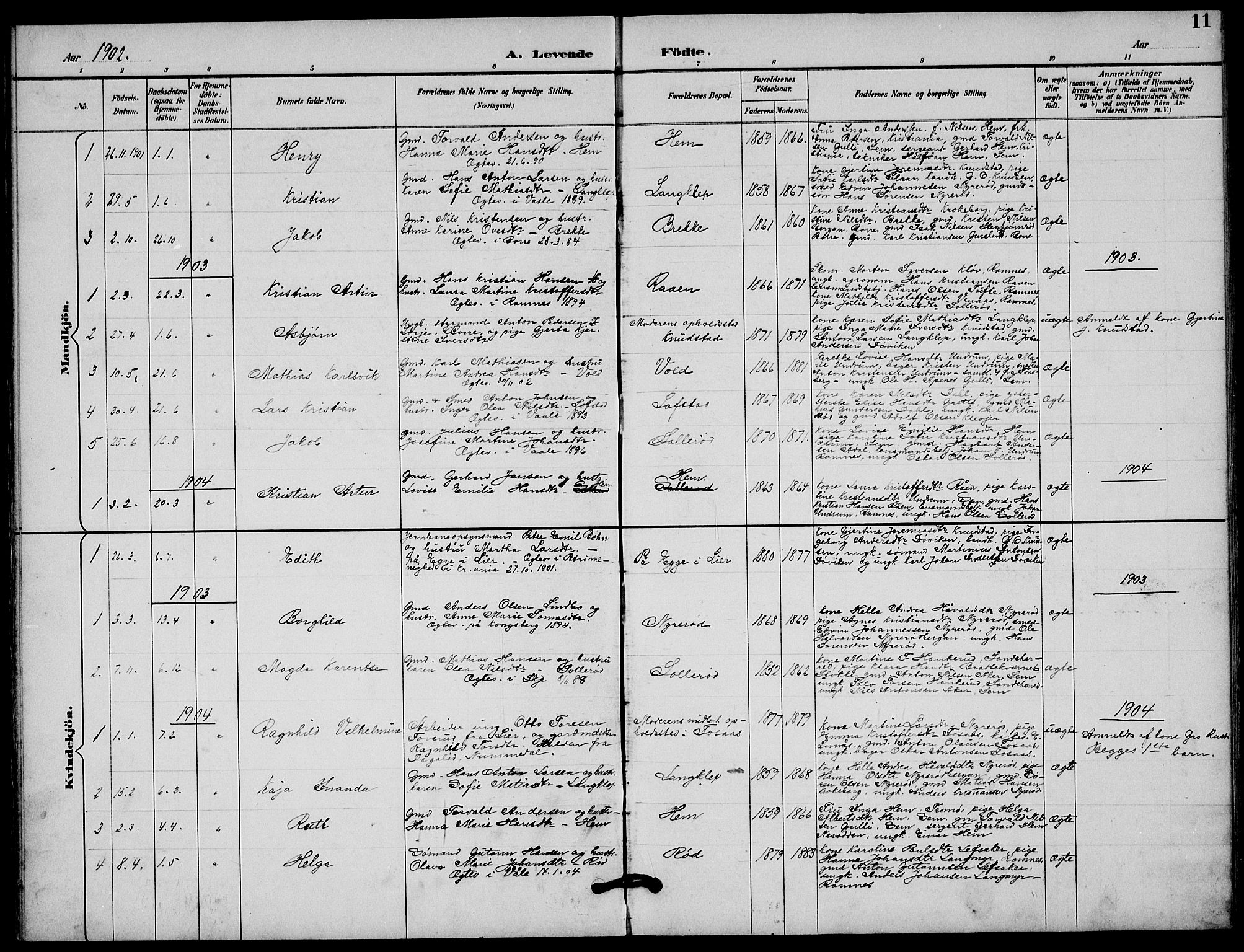 Våle kirkebøker, AV/SAKO-A-334/G/Gb/L0002: Parish register (copy) no. II 2, 1892-1936, p. 11