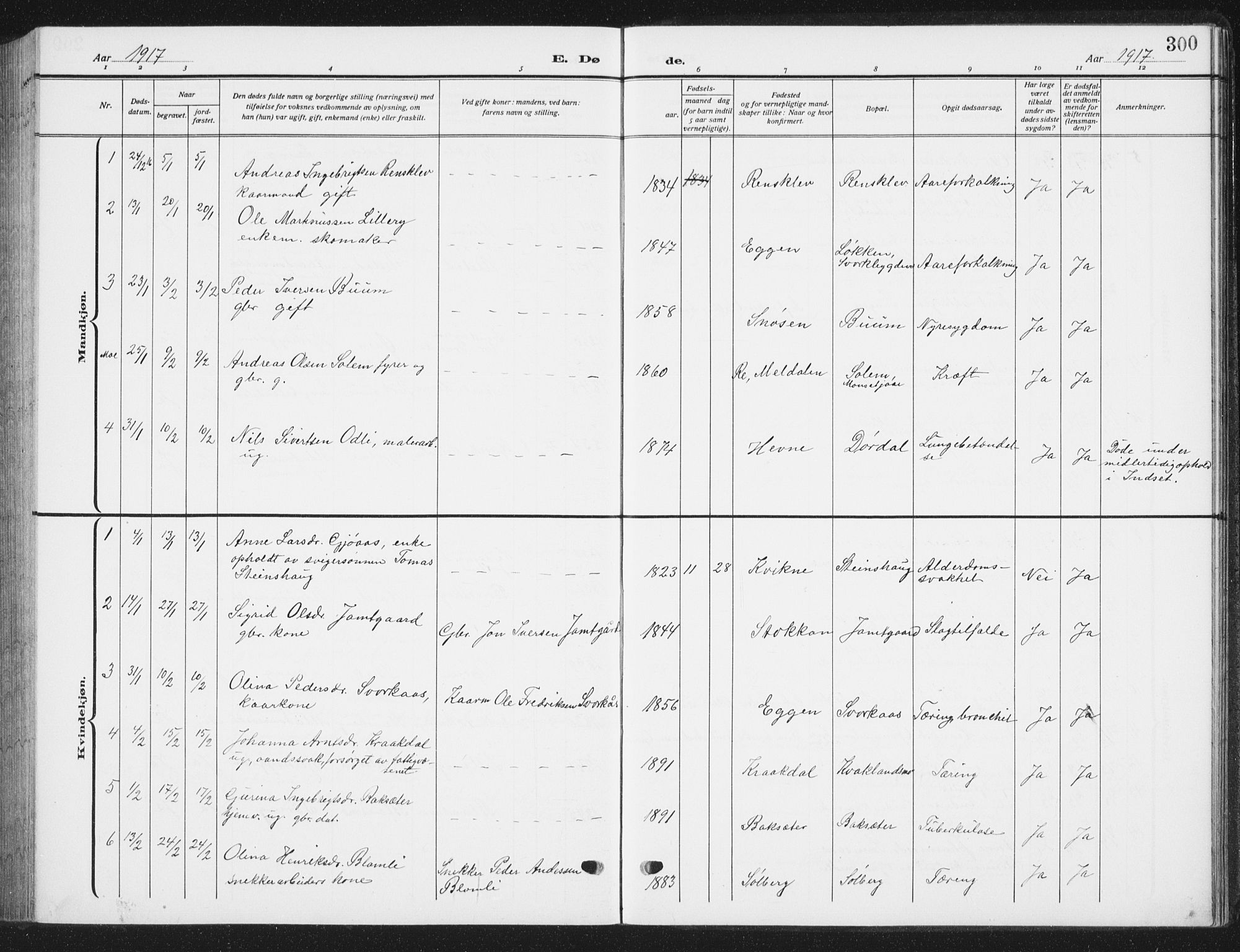 Ministerialprotokoller, klokkerbøker og fødselsregistre - Sør-Trøndelag, SAT/A-1456/668/L0820: Parish register (copy) no. 668C09, 1912-1936, p. 300