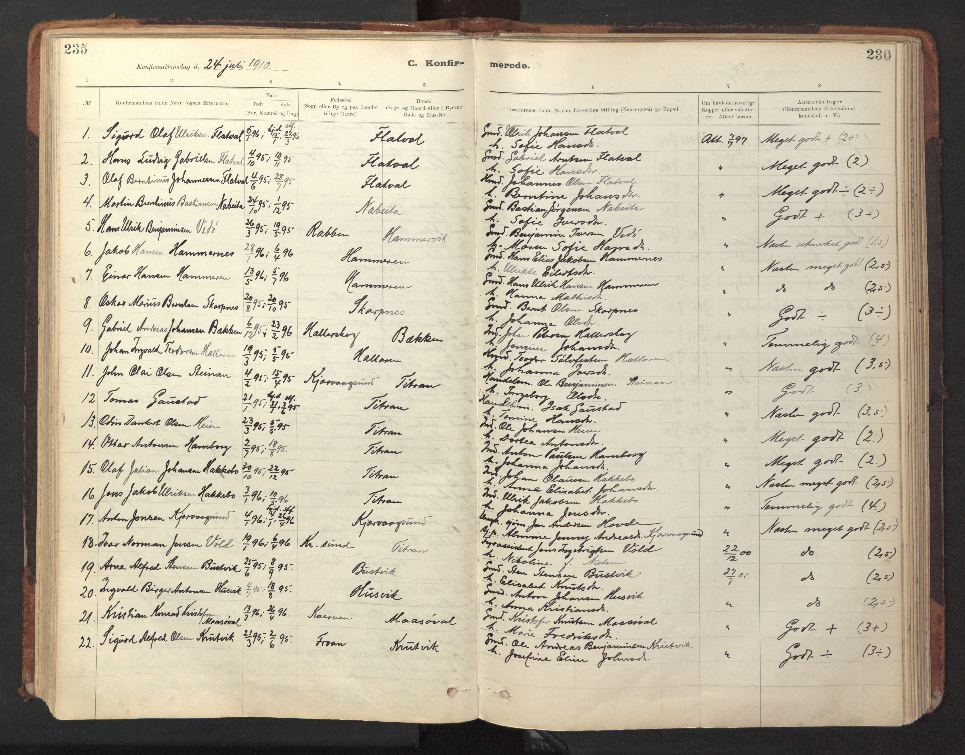 Ministerialprotokoller, klokkerbøker og fødselsregistre - Sør-Trøndelag, AV/SAT-A-1456/641/L0596: Parish register (official) no. 641A02, 1898-1915, p. 235-236