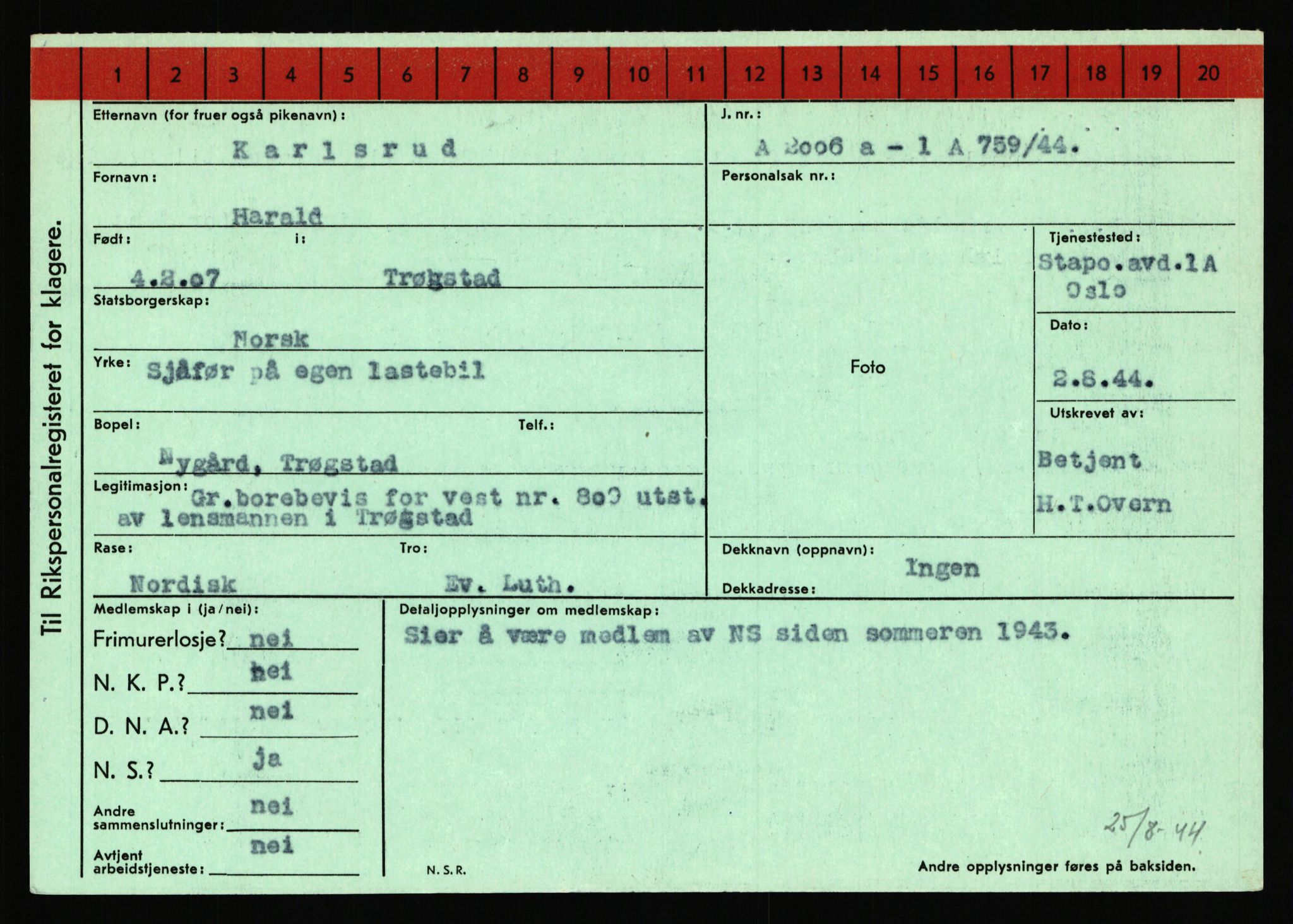 Statspolitiet - Hovedkontoret / Osloavdelingen, AV/RA-S-1329/C/Ca/L0008: Johan(nes)sen - Knoph, 1943-1945, p. 3792