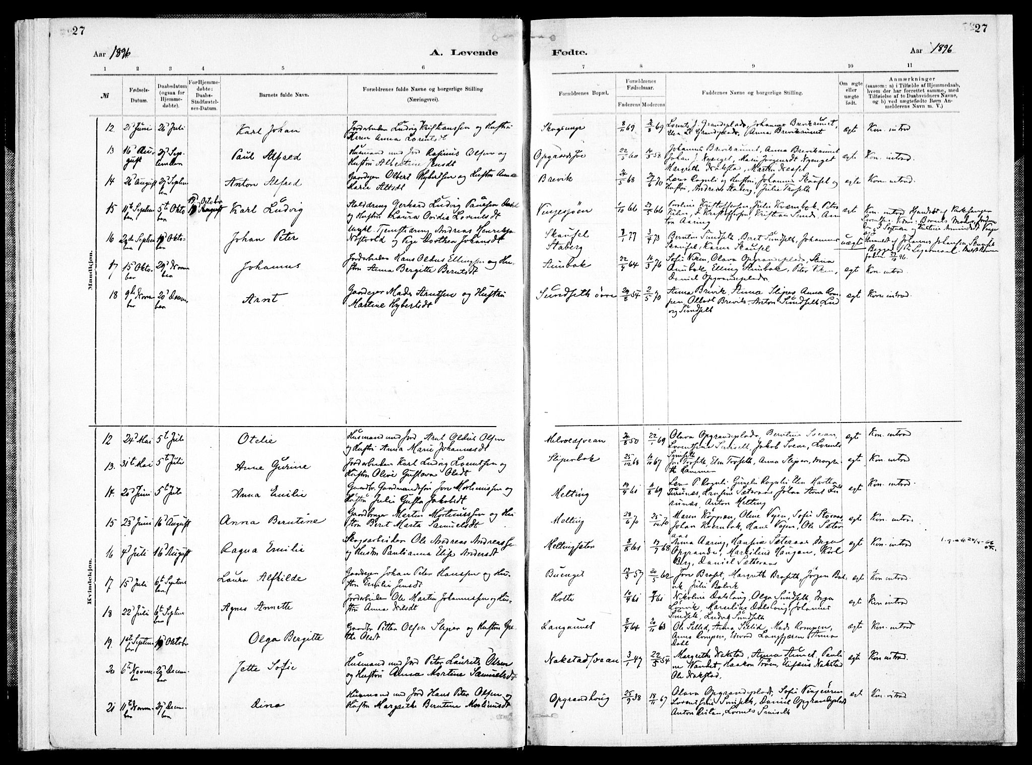 Ministerialprotokoller, klokkerbøker og fødselsregistre - Nord-Trøndelag, AV/SAT-A-1458/733/L0325: Parish register (official) no. 733A04, 1884-1908, p. 27