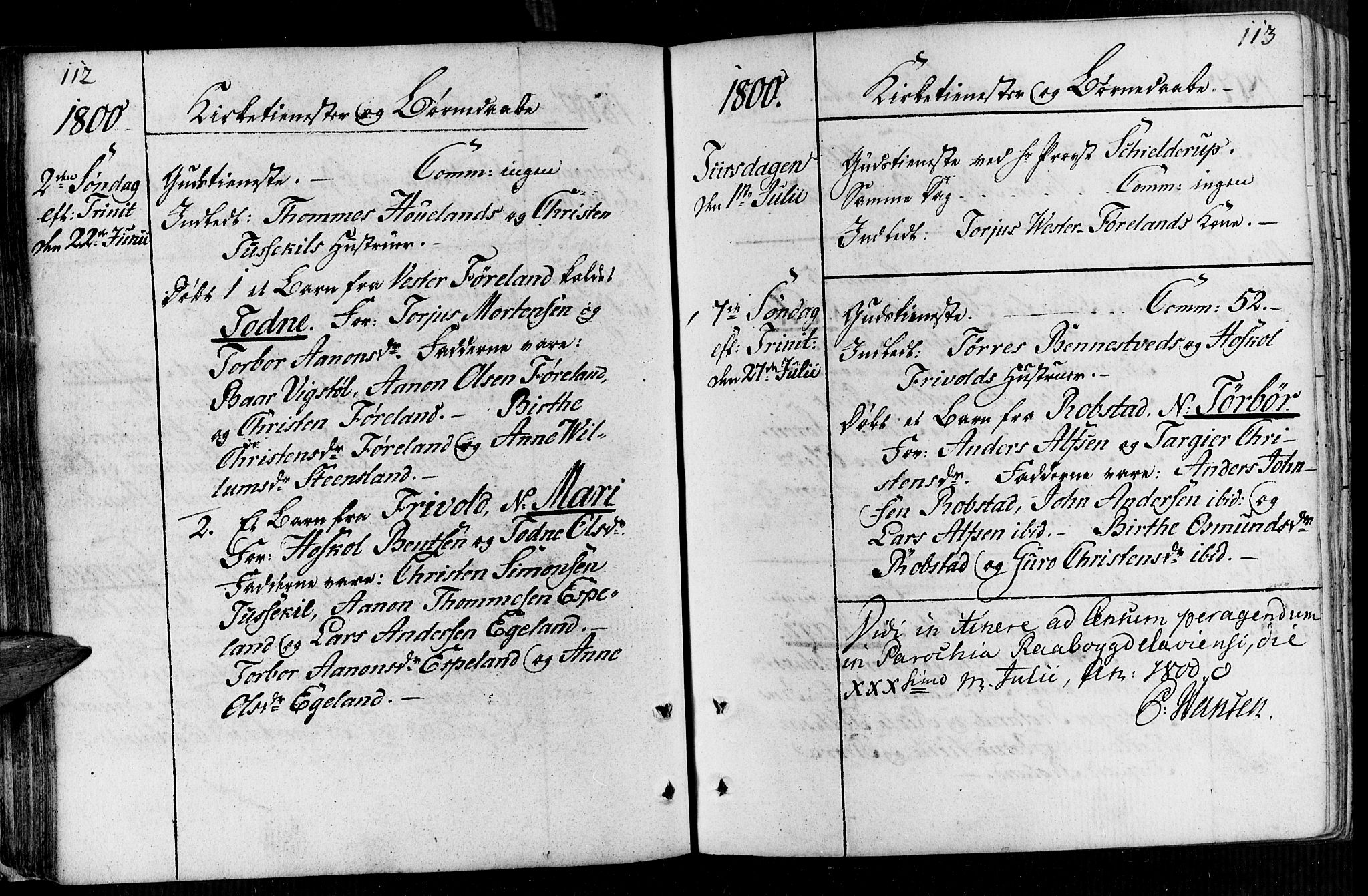 Vennesla sokneprestkontor, AV/SAK-1111-0045/Fa/Faa/L0002: Parish register (official) no. A 2, 1785-1834, p. 112-113