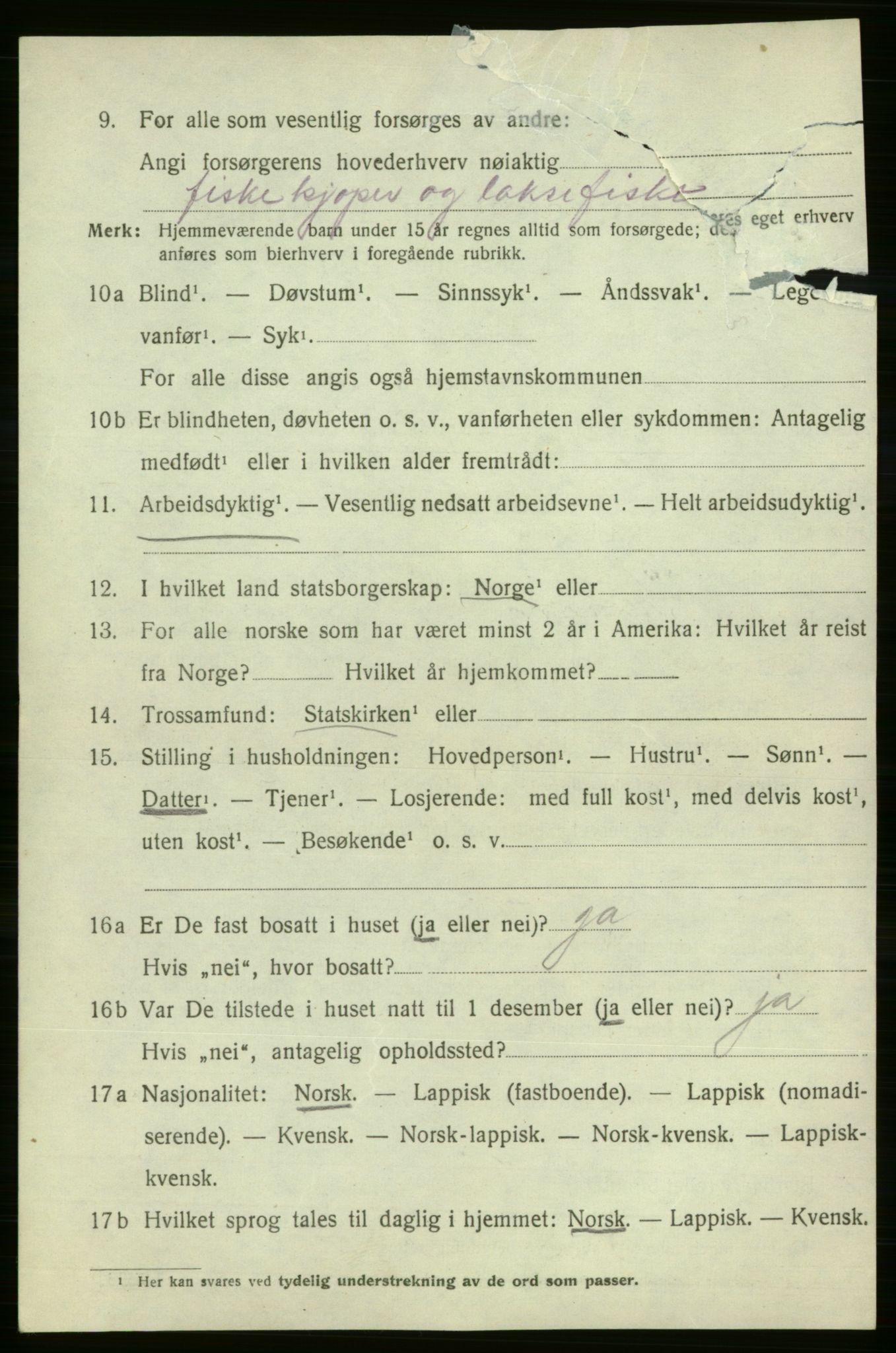 SATØ, 1920 census for Lebesby, 1920, p. 2414