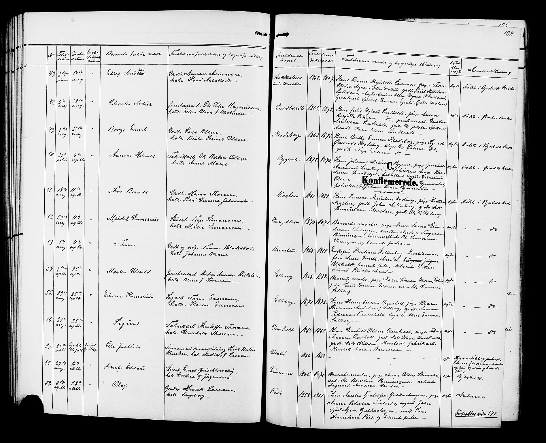 Øyestad sokneprestkontor, SAK/1111-0049/F/Fb/L0010: Parish register (copy) no. B 10, 1897-1906, p. 124