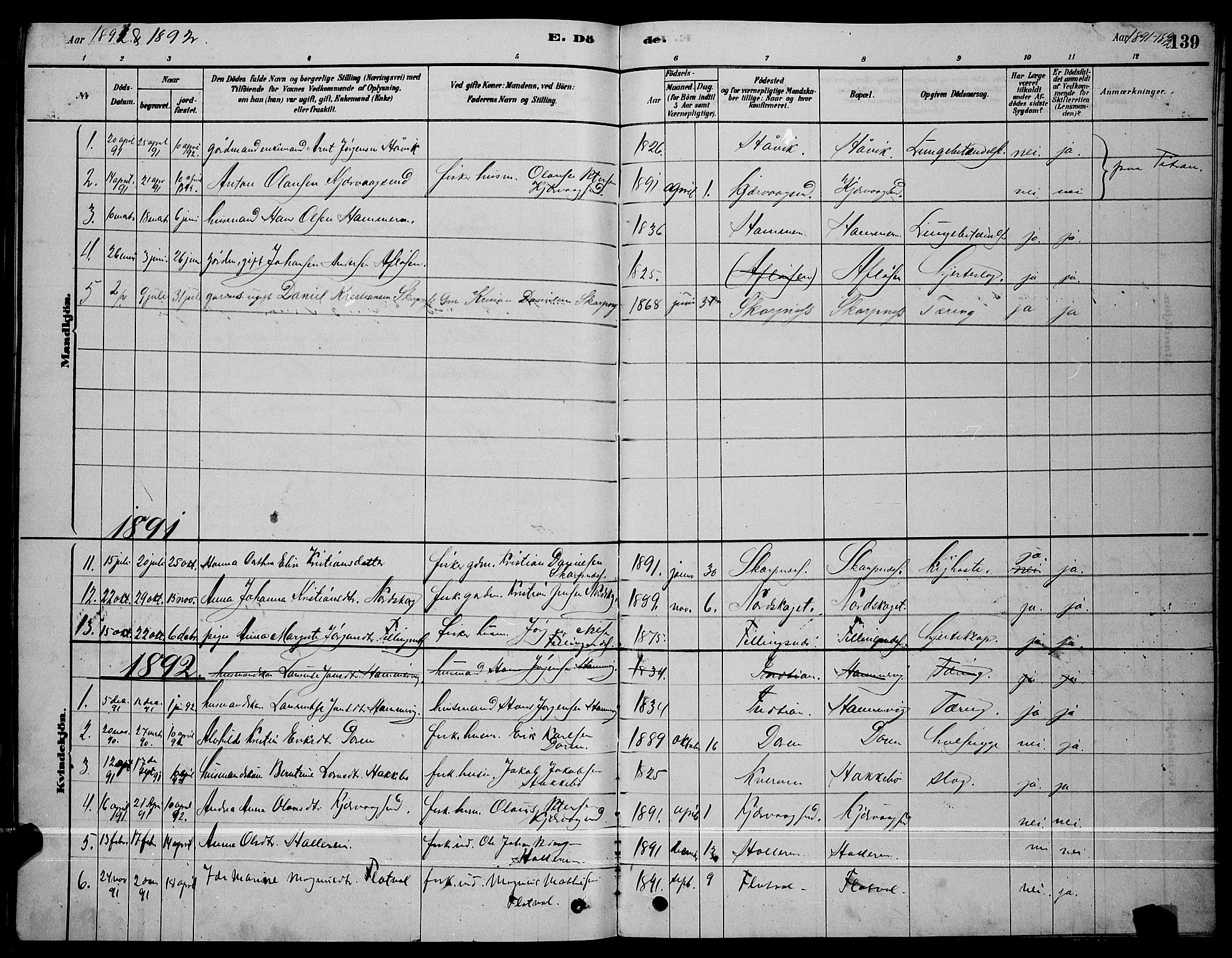 Ministerialprotokoller, klokkerbøker og fødselsregistre - Sør-Trøndelag, SAT/A-1456/641/L0597: Parish register (copy) no. 641C01, 1878-1893, p. 139
