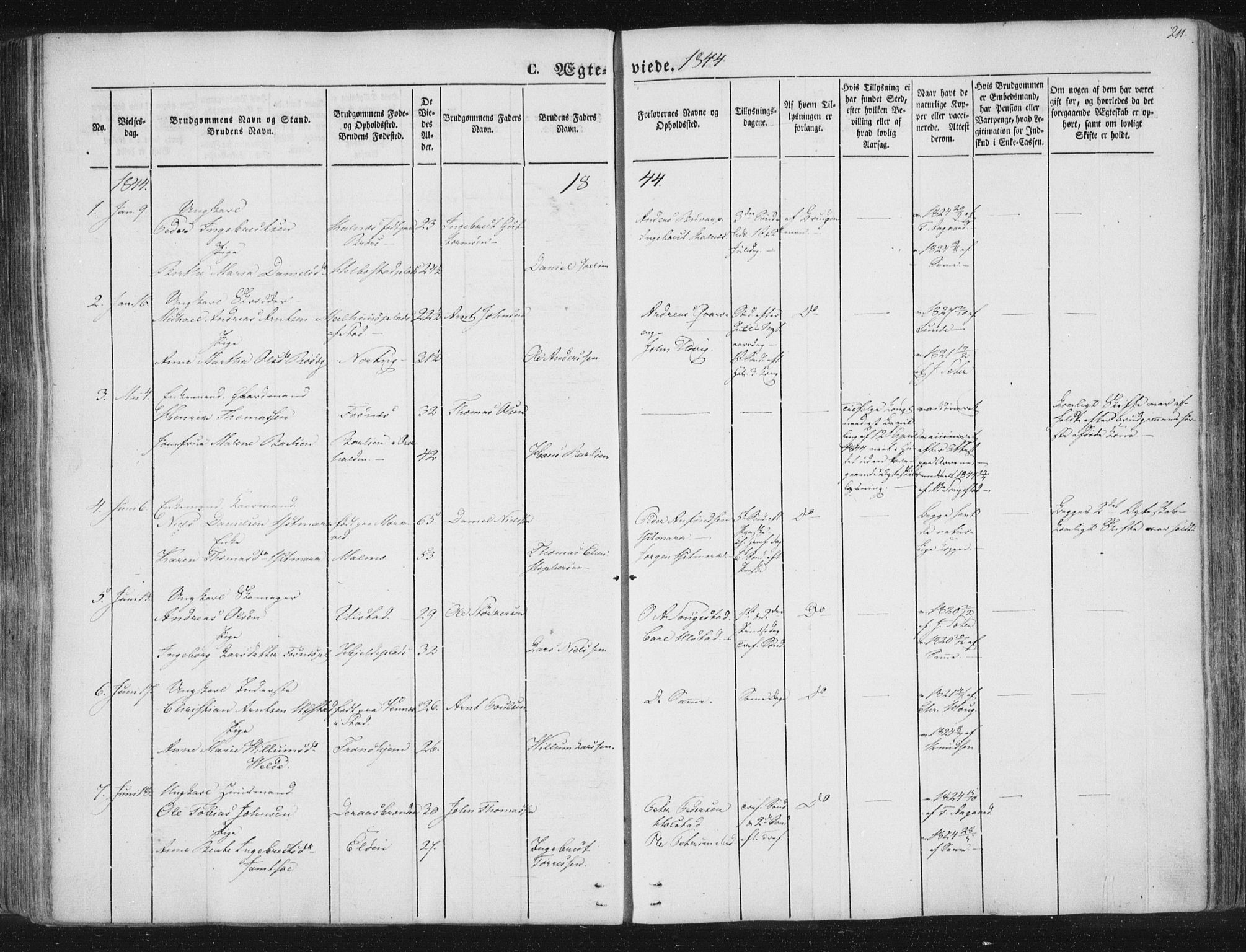 Ministerialprotokoller, klokkerbøker og fødselsregistre - Nord-Trøndelag, SAT/A-1458/741/L0392: Parish register (official) no. 741A06, 1836-1848, p. 211