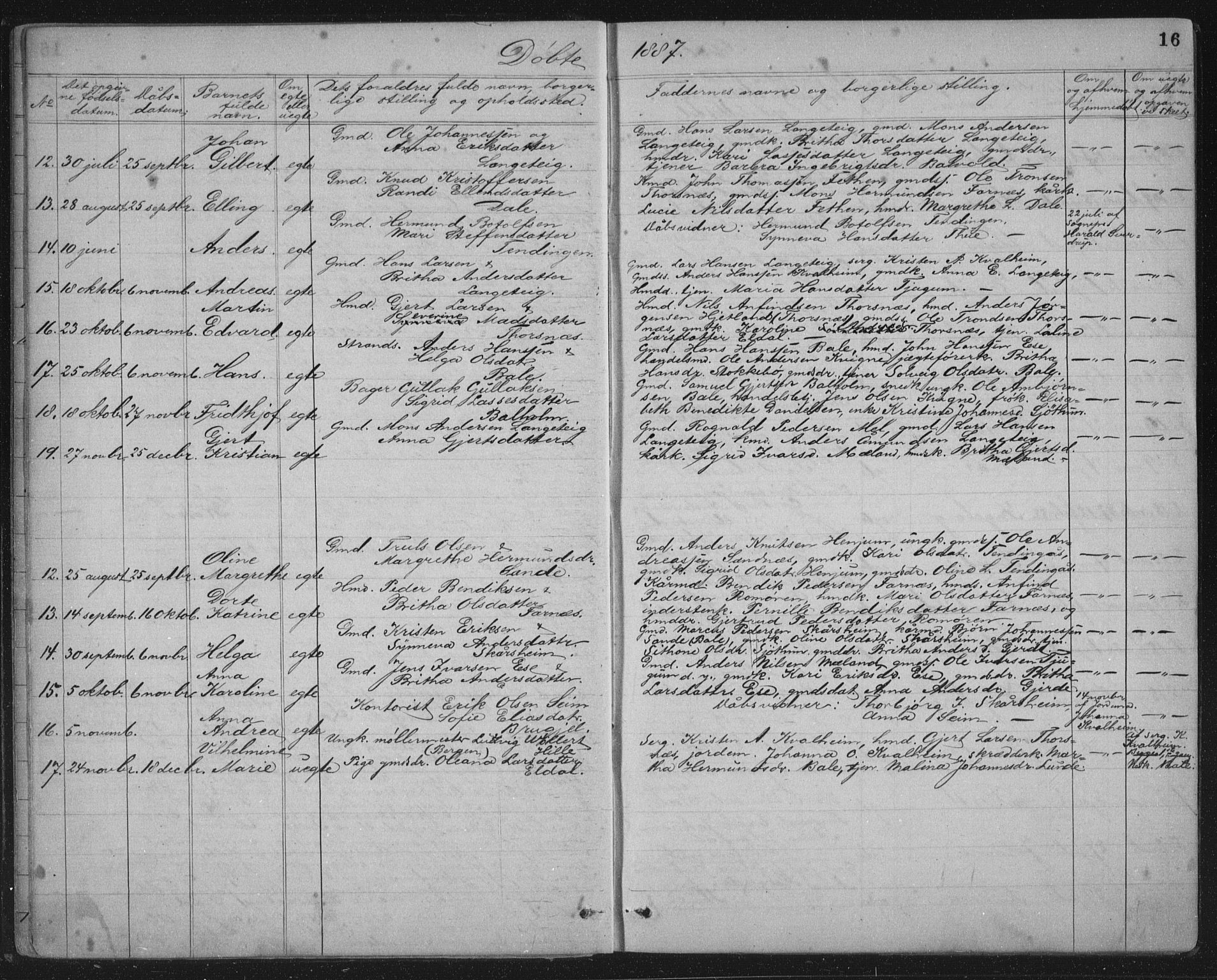 Balestrand sokneprestembete, AV/SAB-A-79601/H/Hab/Haba/L0002: Parish register (copy) no. A 2, 1880-1919, p. 16