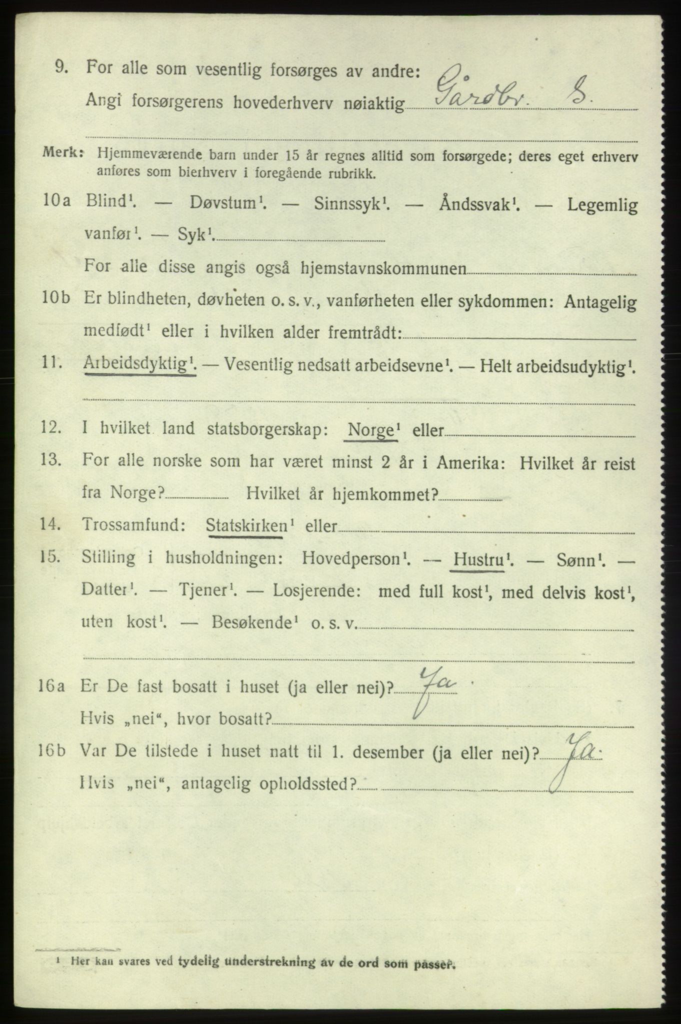 SAB, 1920 census for Bremnes, 1920, p. 1849