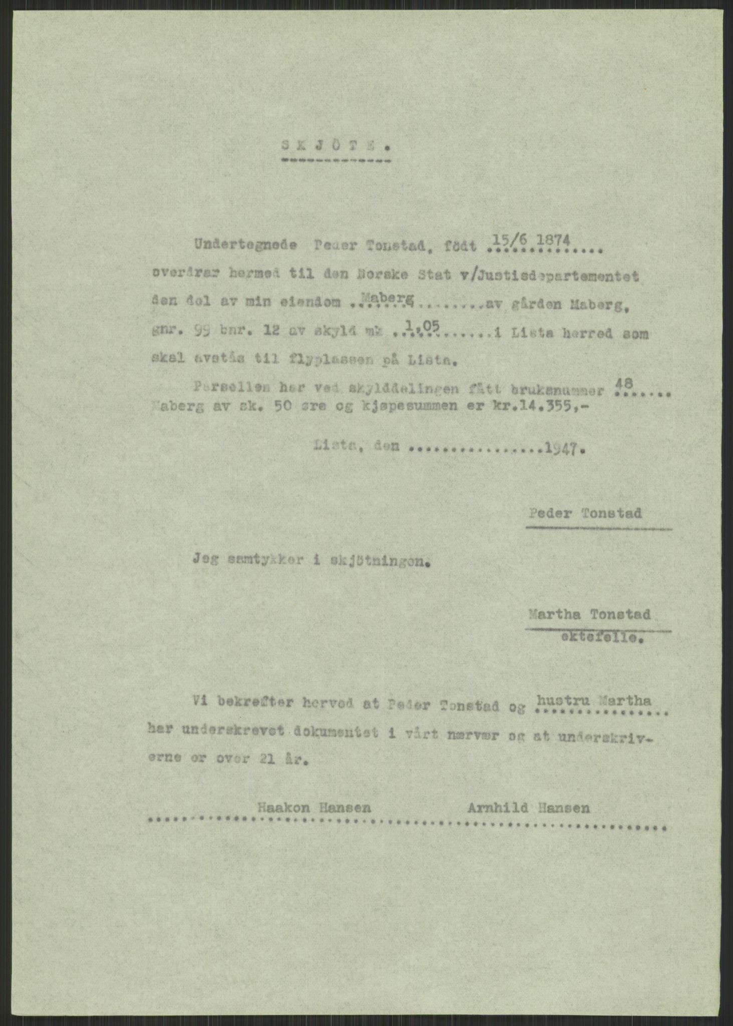 Forsvarsdepartementet, 10. kontor / Oppgjørskontoret, AV/RA-RAFA-1225/D/Db/L0182: Lista oppgjørskontor, 1942-1950, p. 69