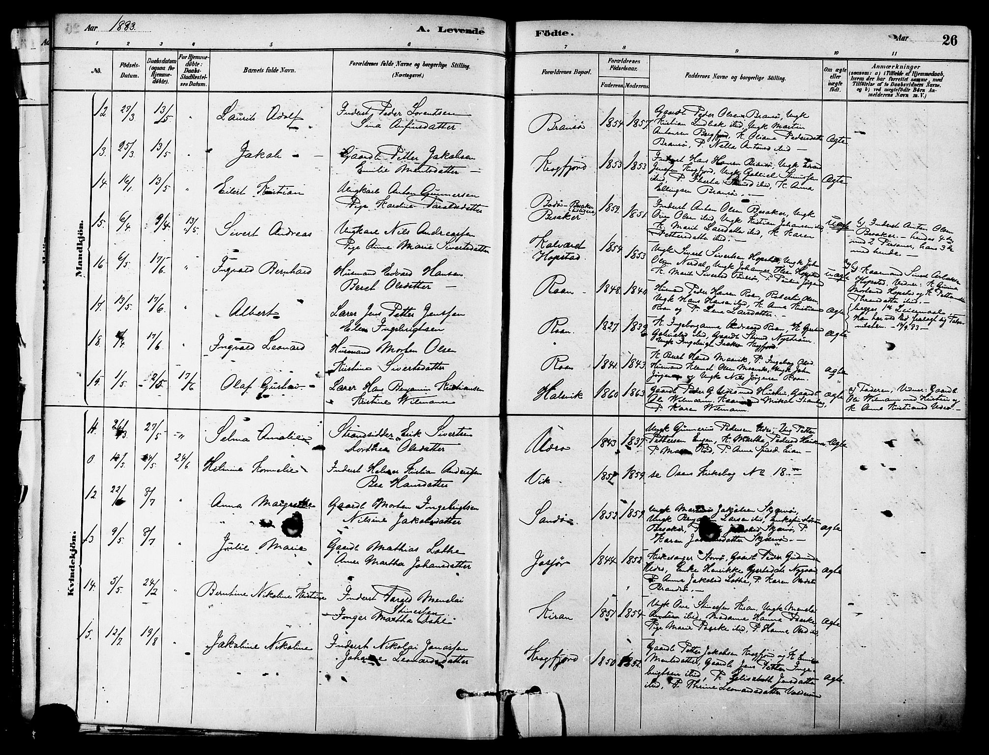 Ministerialprotokoller, klokkerbøker og fødselsregistre - Sør-Trøndelag, AV/SAT-A-1456/657/L0707: Parish register (official) no. 657A08, 1879-1893, p. 26