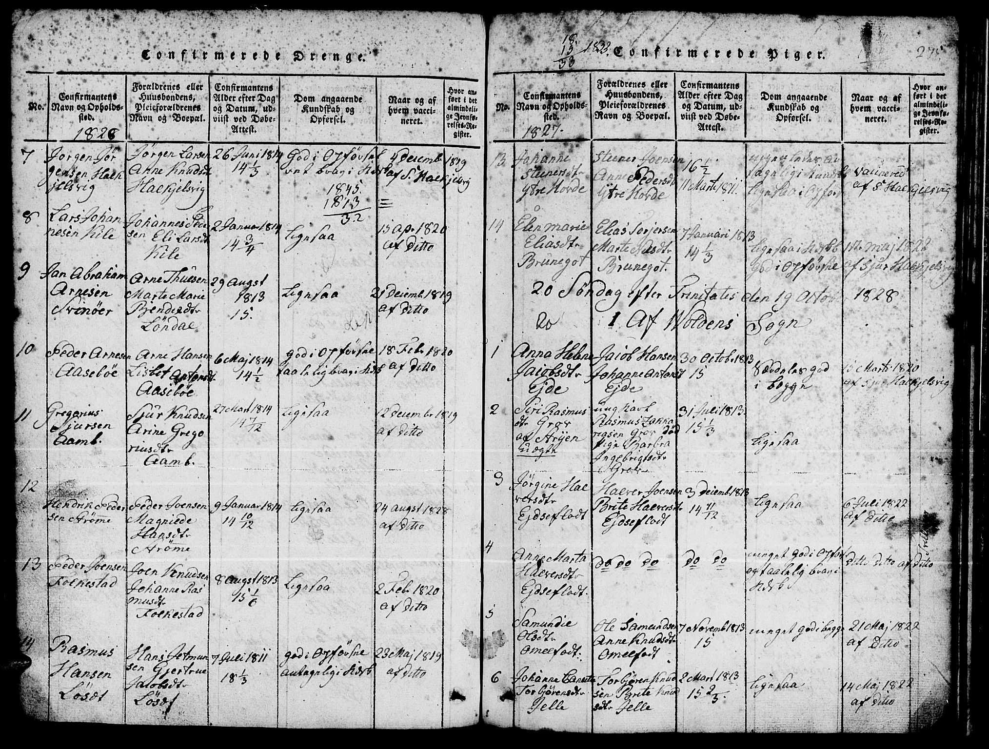 Ministerialprotokoller, klokkerbøker og fødselsregistre - Møre og Romsdal, AV/SAT-A-1454/511/L0155: Parish register (copy) no. 511C01, 1817-1829, p. 275