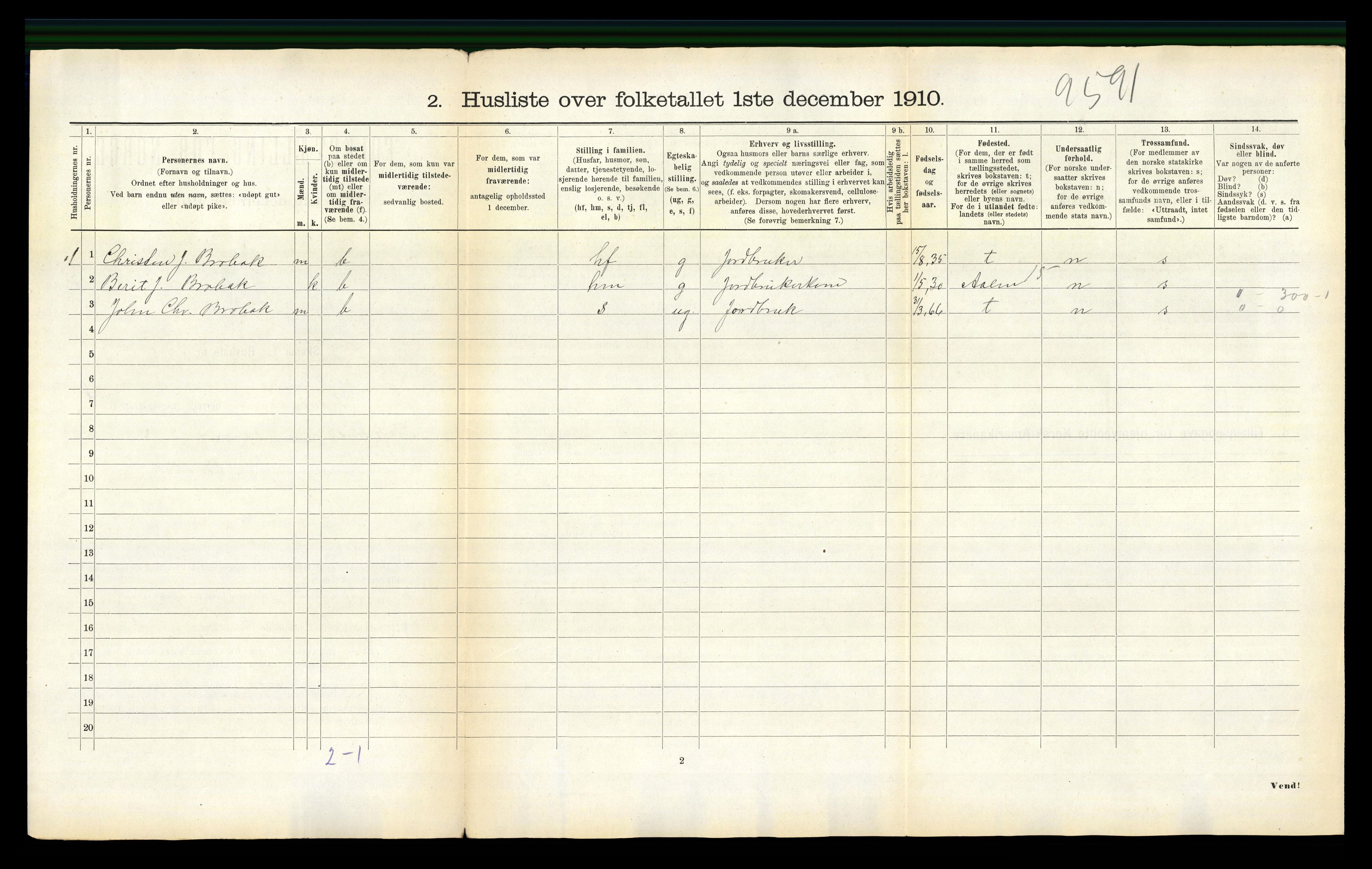 RA, 1910 census for Haltdalen, 1910, p. 303