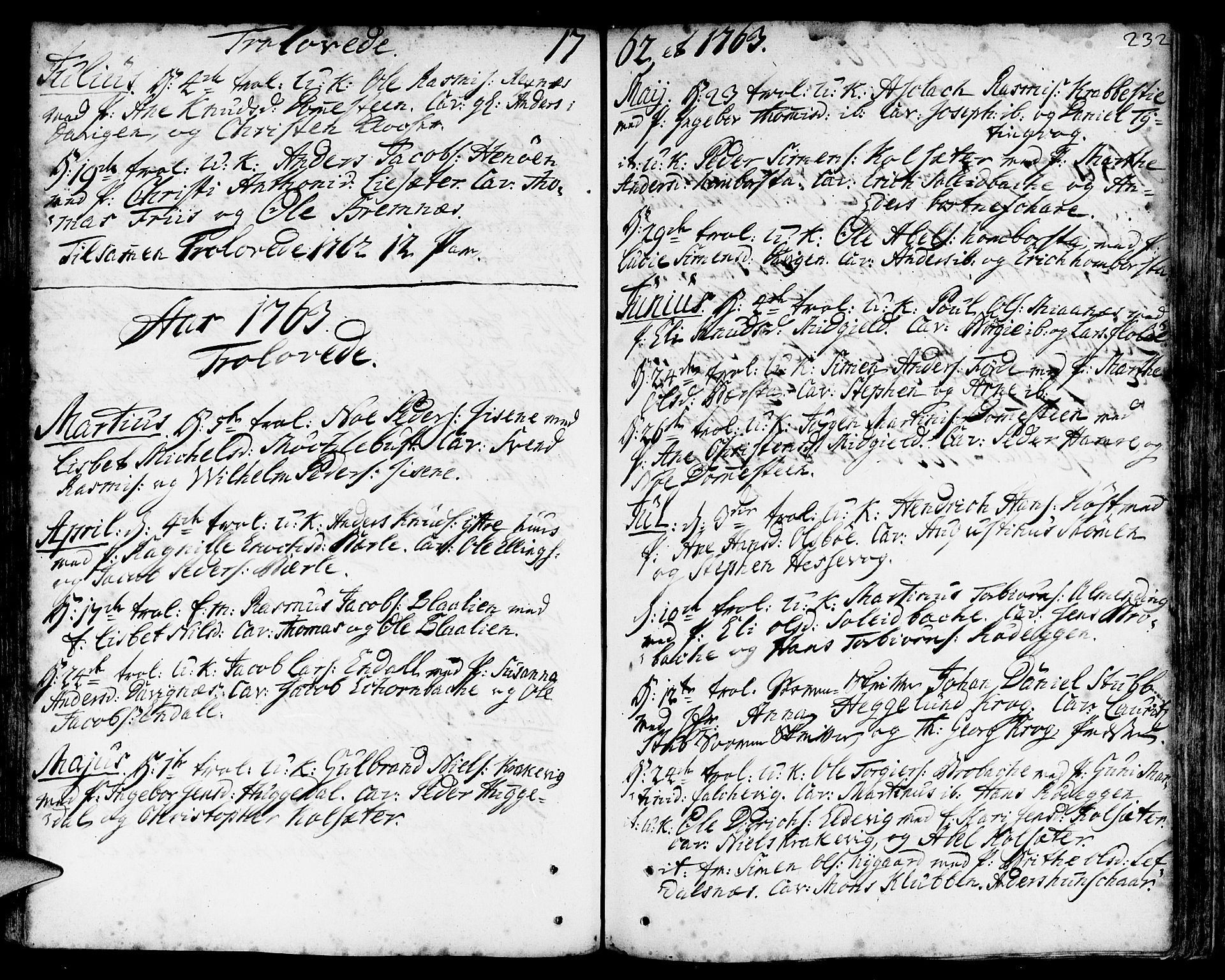 Davik sokneprestembete, SAB/A-79701/H/Haa/Haaa/L0002: Parish register (official) no. A 2, 1742-1816, p. 232
