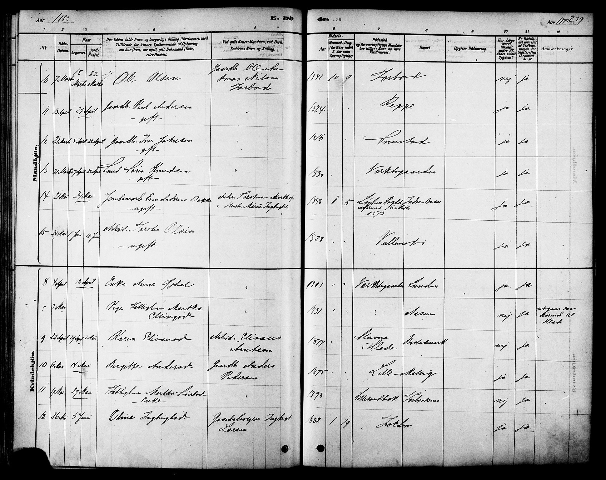 Ministerialprotokoller, klokkerbøker og fødselsregistre - Sør-Trøndelag, AV/SAT-A-1456/616/L0410: Parish register (official) no. 616A07, 1878-1893, p. 239