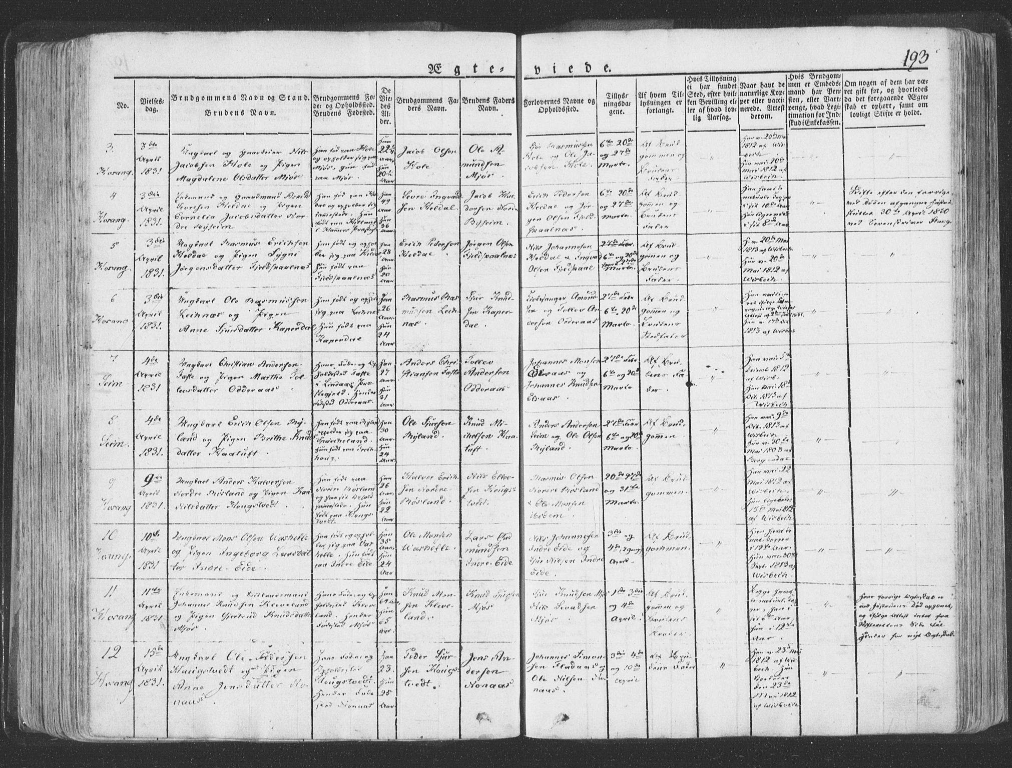 Hosanger sokneprestembete, AV/SAB-A-75801/H/Haa: Parish register (official) no. A 6, 1824-1835, p. 193