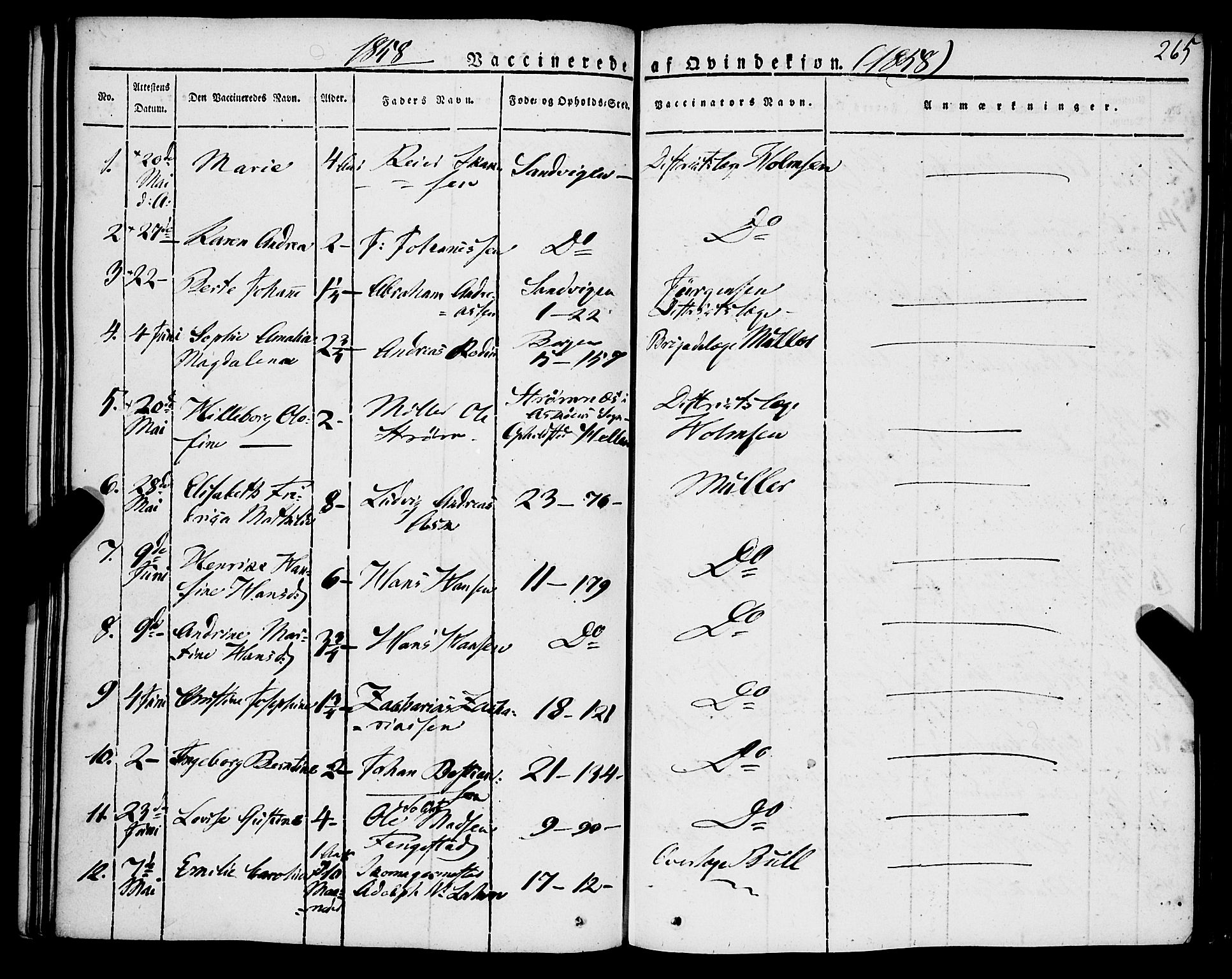 Korskirken sokneprestembete, SAB/A-76101/H/Haa/L0050: Parish register (official) no. F 1, 1821-1869, p. 265