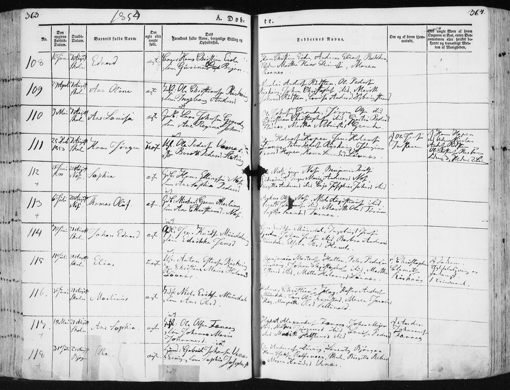 Ministerialprotokoller, klokkerbøker og fødselsregistre - Sør-Trøndelag, SAT/A-1456/659/L0736: Parish register (official) no. 659A06, 1842-1856, p. 363-364
