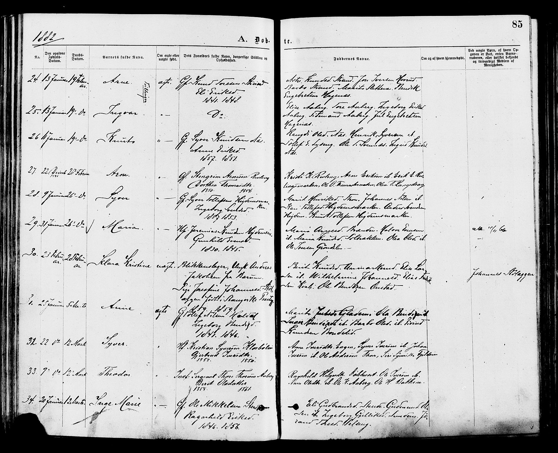 Nord-Aurdal prestekontor, SAH/PREST-132/H/Ha/Haa/L0009: Parish register (official) no. 9, 1876-1882, p. 85