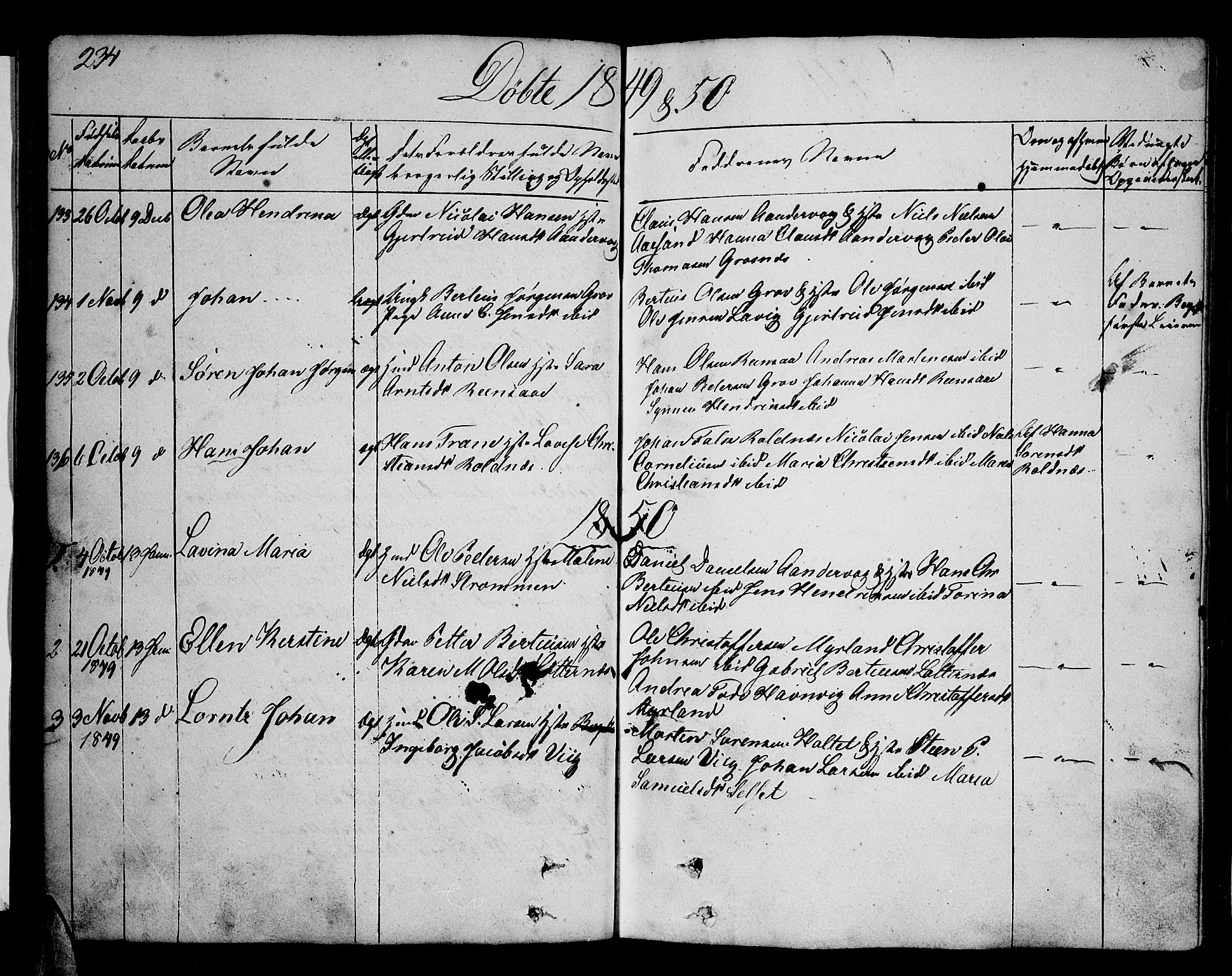 Ibestad sokneprestembete, SATØ/S-0077/H/Ha/Hab/L0003klokker: Parish register (copy) no. 3, 1833-1852, p. 234