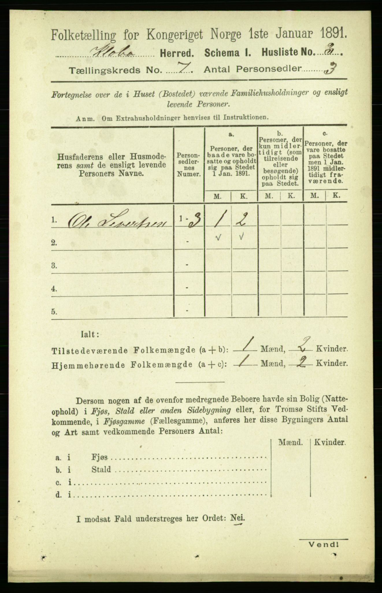 RA, 1891 census for 1662 Klæbu, 1891, p. 1325