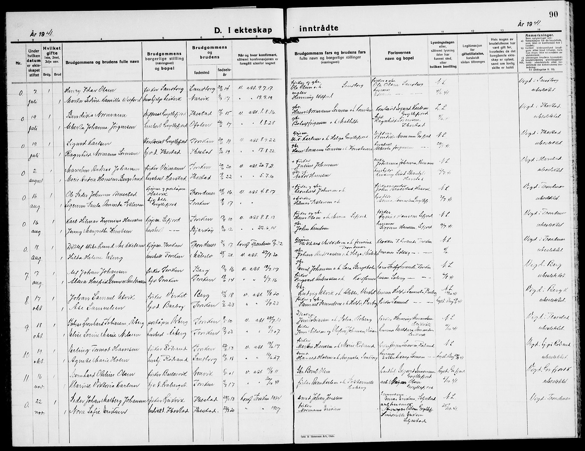 Berg sokneprestkontor, AV/SATØ-S-1318/G/Ga/Gab/L0015klokker: Parish register (copy) no. 15, 1934-1945, p. 90