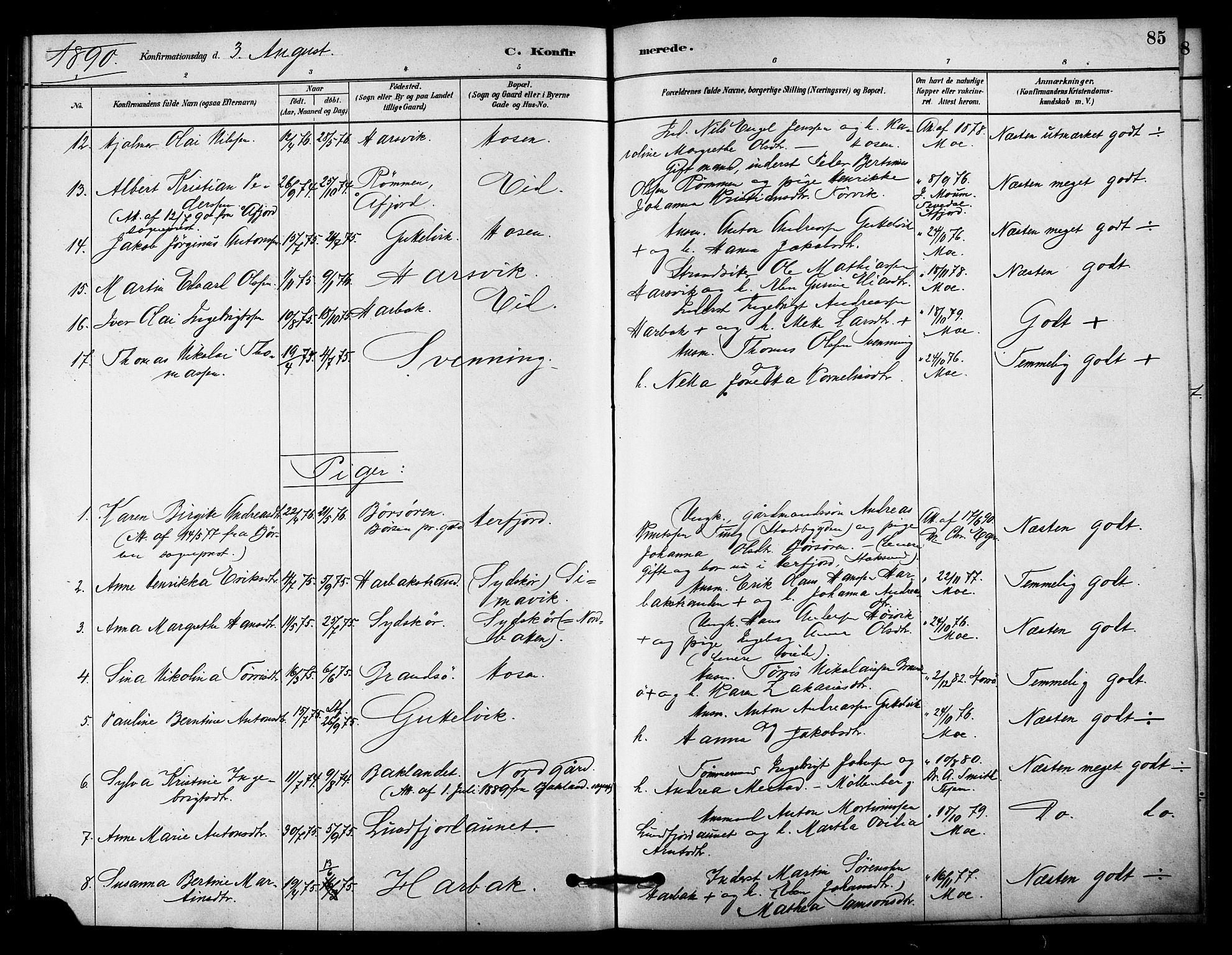 Ministerialprotokoller, klokkerbøker og fødselsregistre - Sør-Trøndelag, SAT/A-1456/656/L0692: Parish register (official) no. 656A01, 1879-1893, p. 85