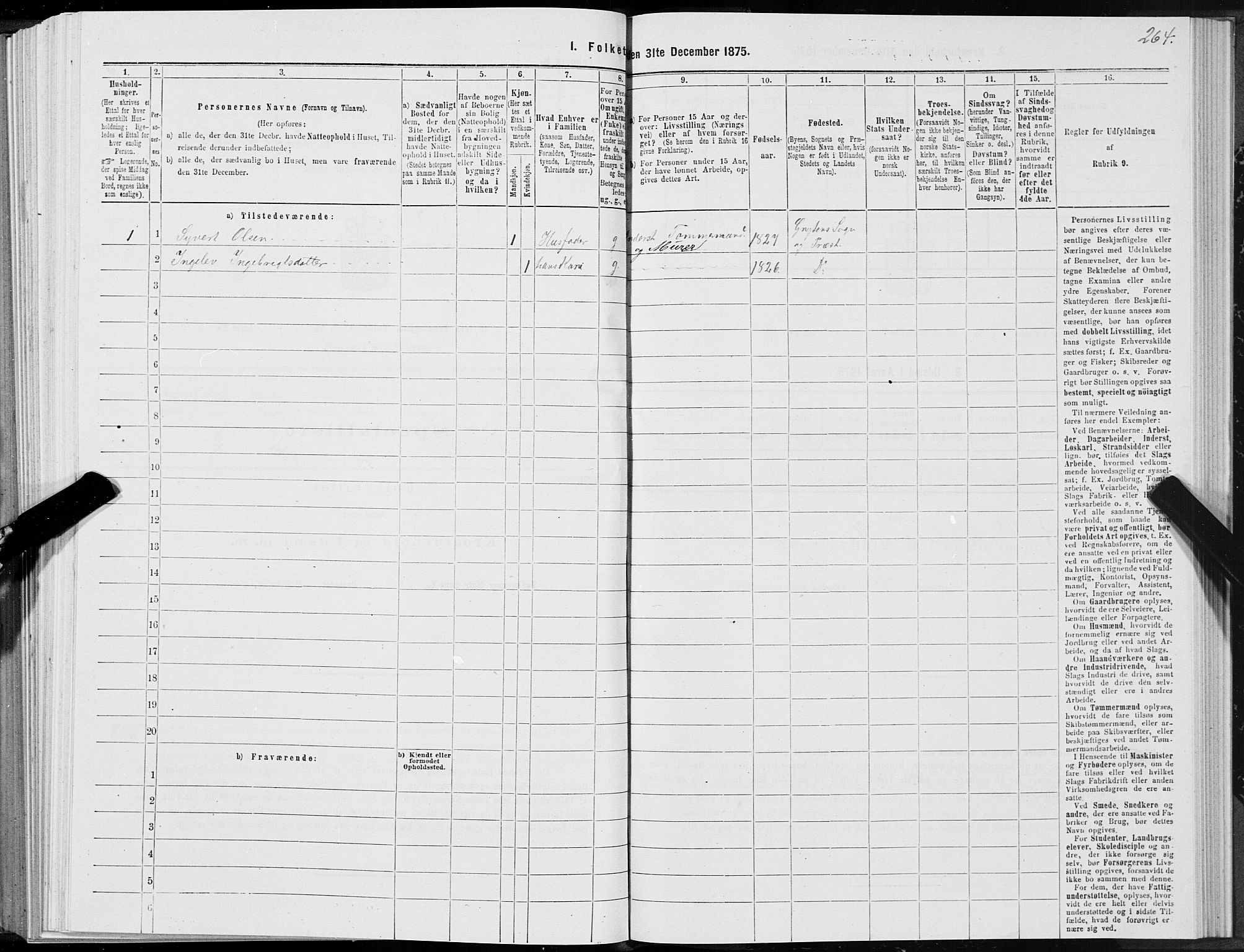 SAT, 1875 census for 1539P Grytten, 1875, p. 1264