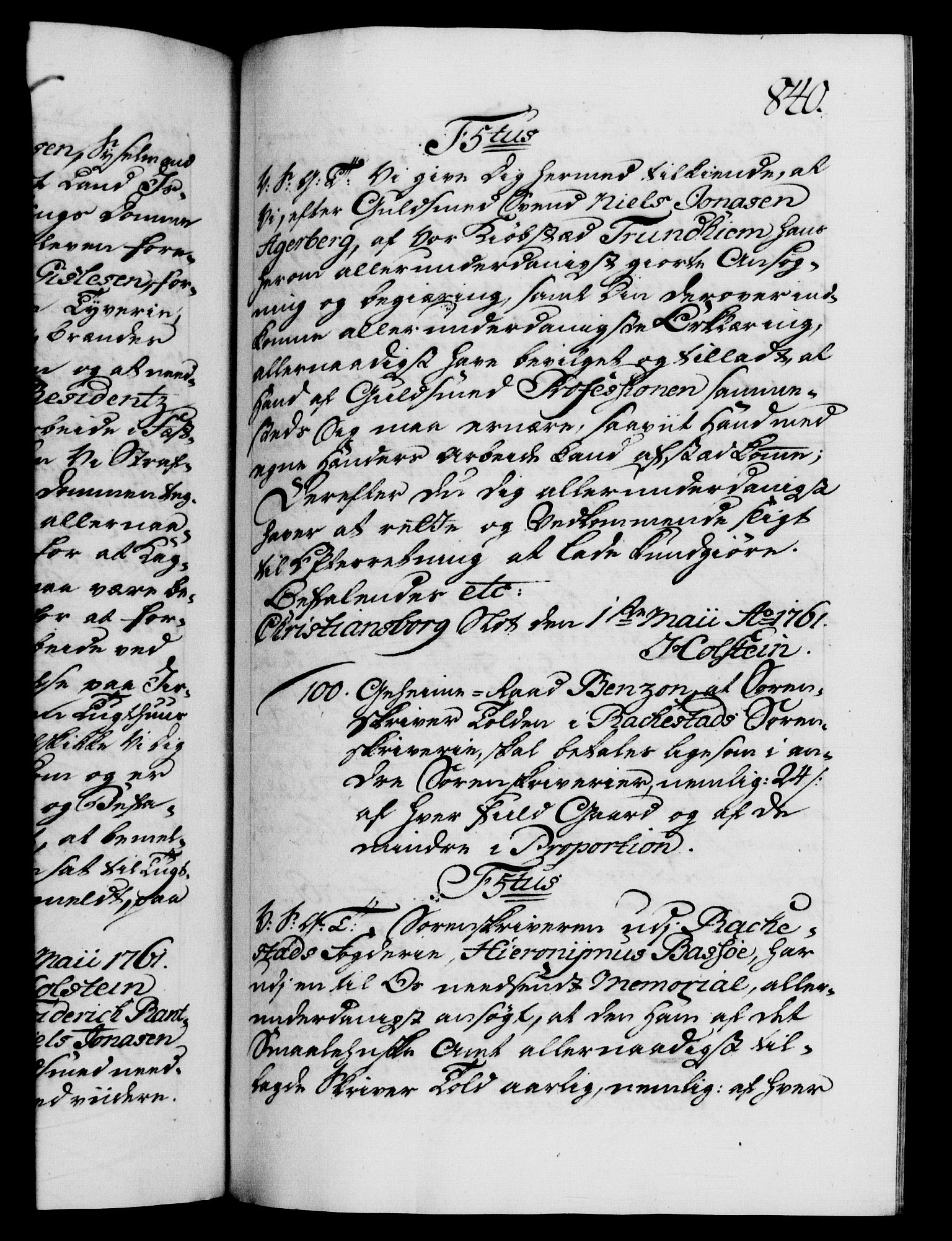 Danske Kanselli 1572-1799, AV/RA-EA-3023/F/Fc/Fca/Fcab/L0036: Norske tegnelser, 1757-1761, p. 840a