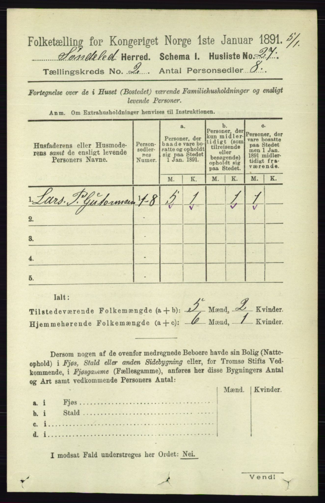 RA, 1891 census for 0913 Søndeled, 1891, p. 378