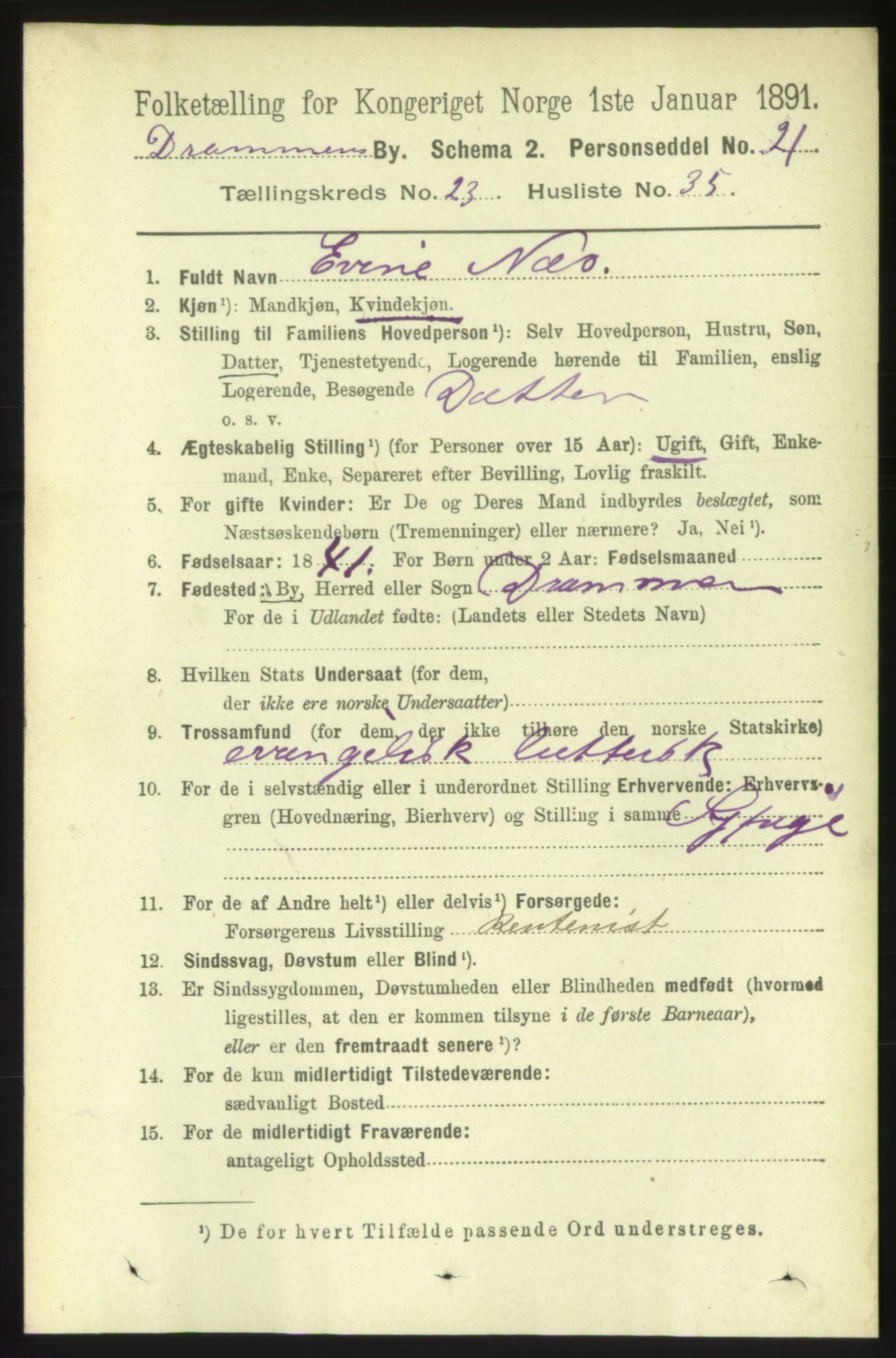 RA, 1891 census for 0602 Drammen, 1891, p. 14631