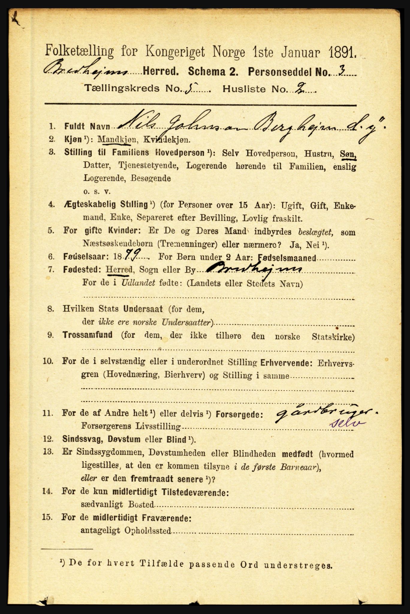 RA, 1891 census for 1446 Breim, 1891, p. 1747