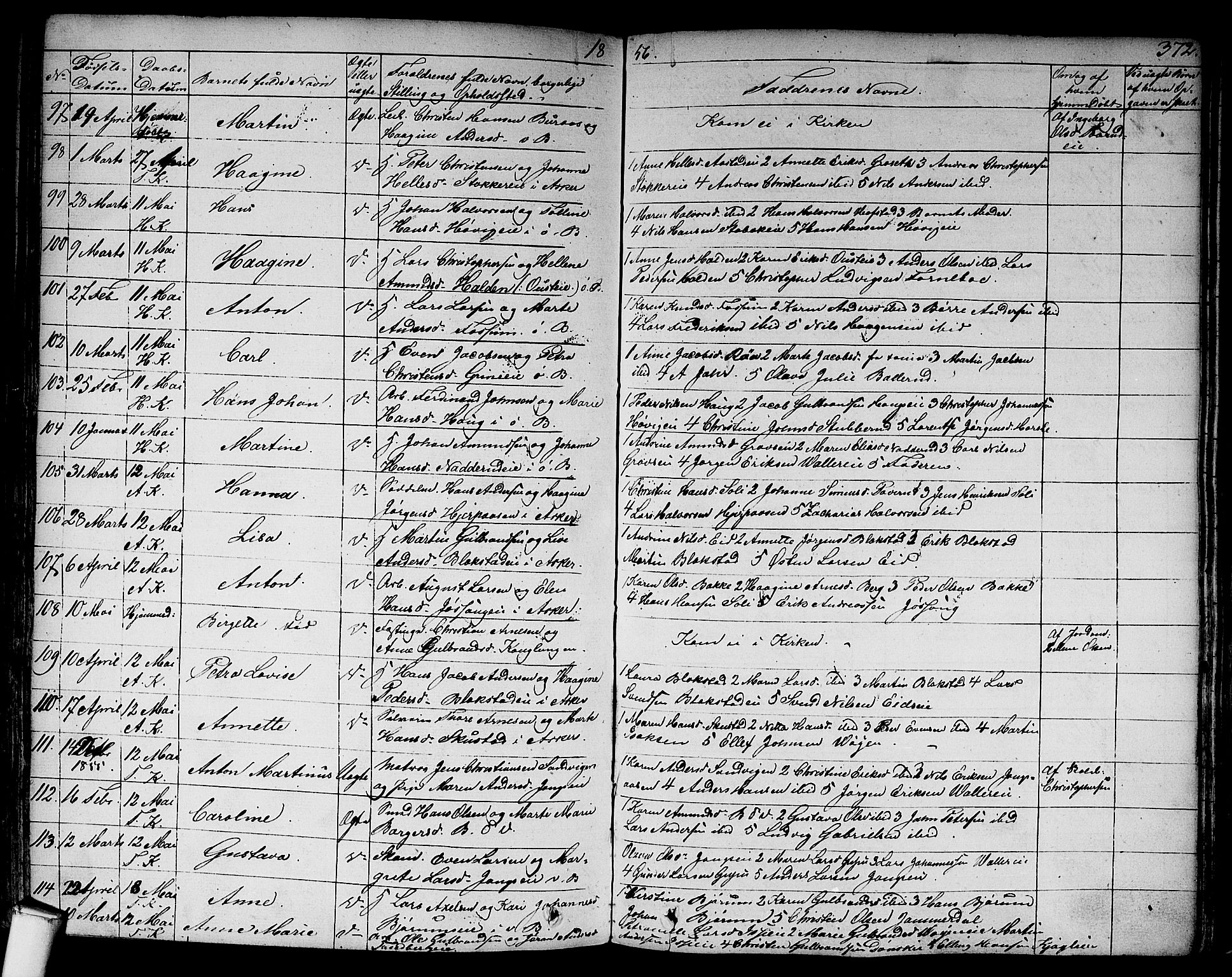 Asker prestekontor Kirkebøker, AV/SAO-A-10256a/F/Fa/L0007: Parish register (official) no. I 7, 1825-1864, p. 372