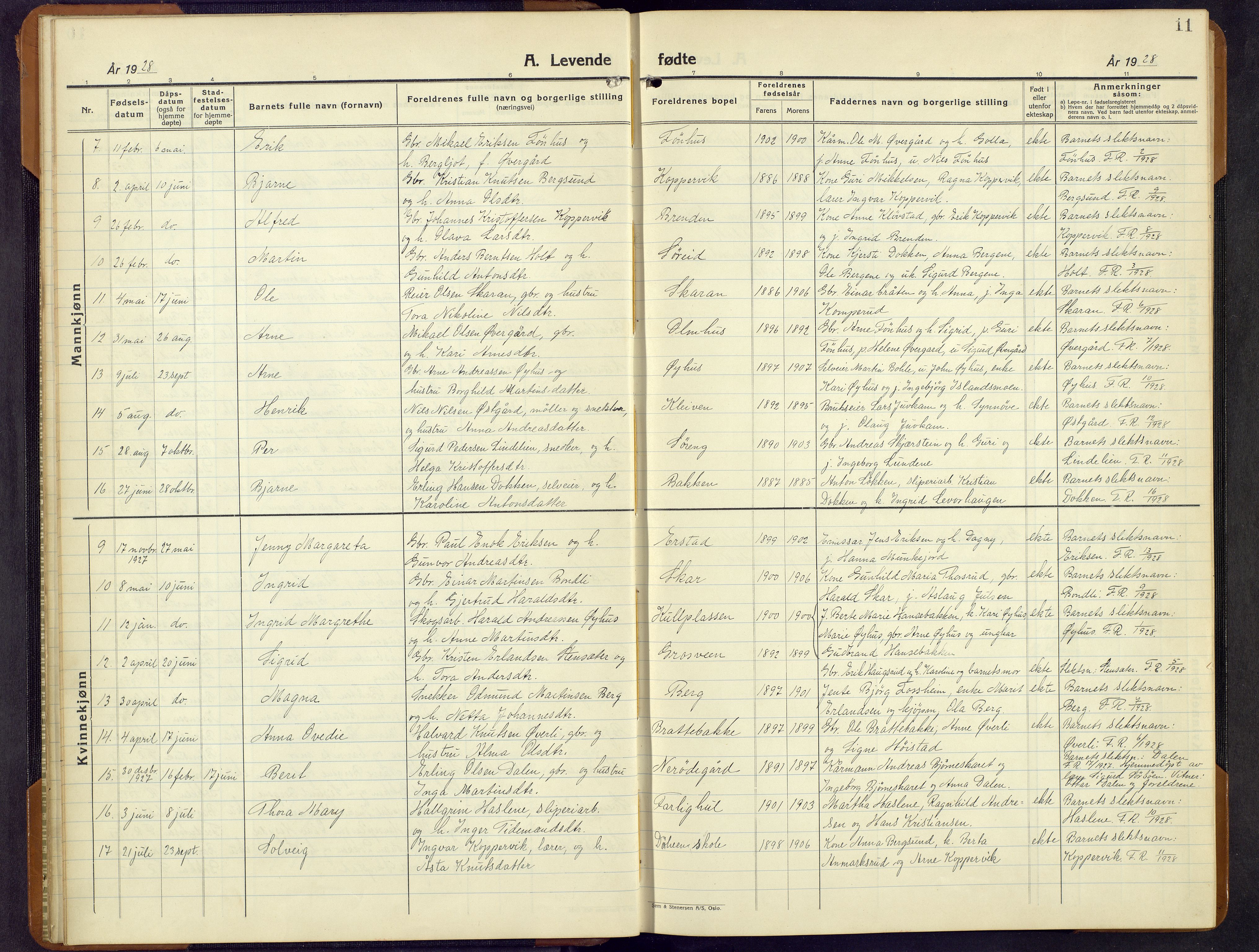 Sør-Aurdal prestekontor, SAH/PREST-128/H/Ha/Hab/L0011: Parish register (copy) no. 11, 1922-1950, p. 11