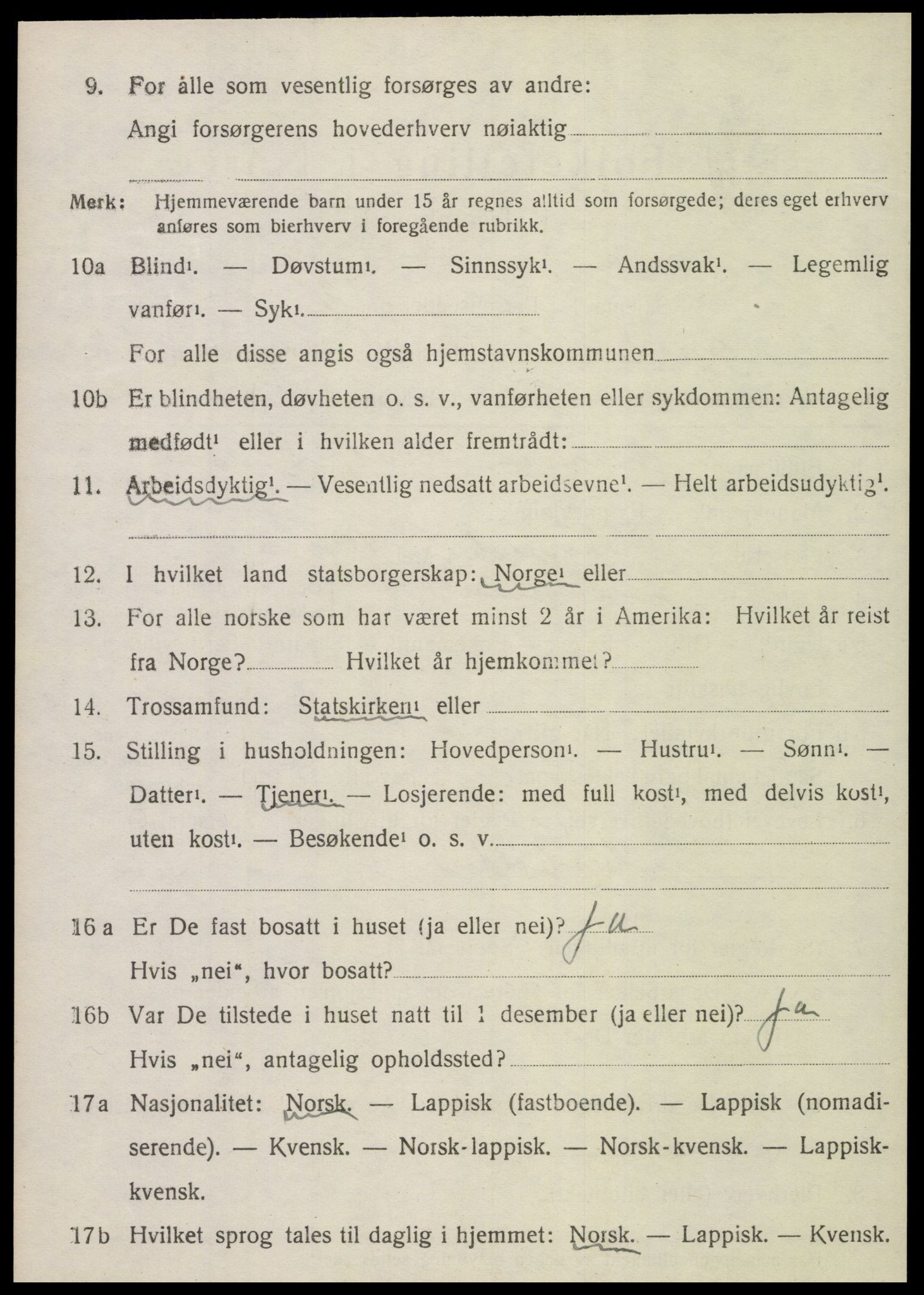 SAT, 1920 census for Sparbu, 1920, p. 4826