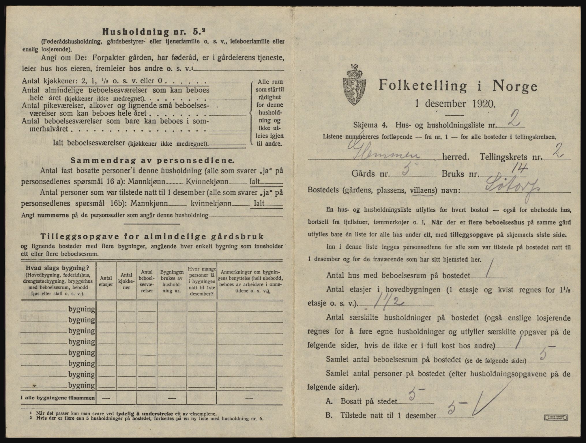 SAO, 1920 census for Glemmen, 1920, p. 201