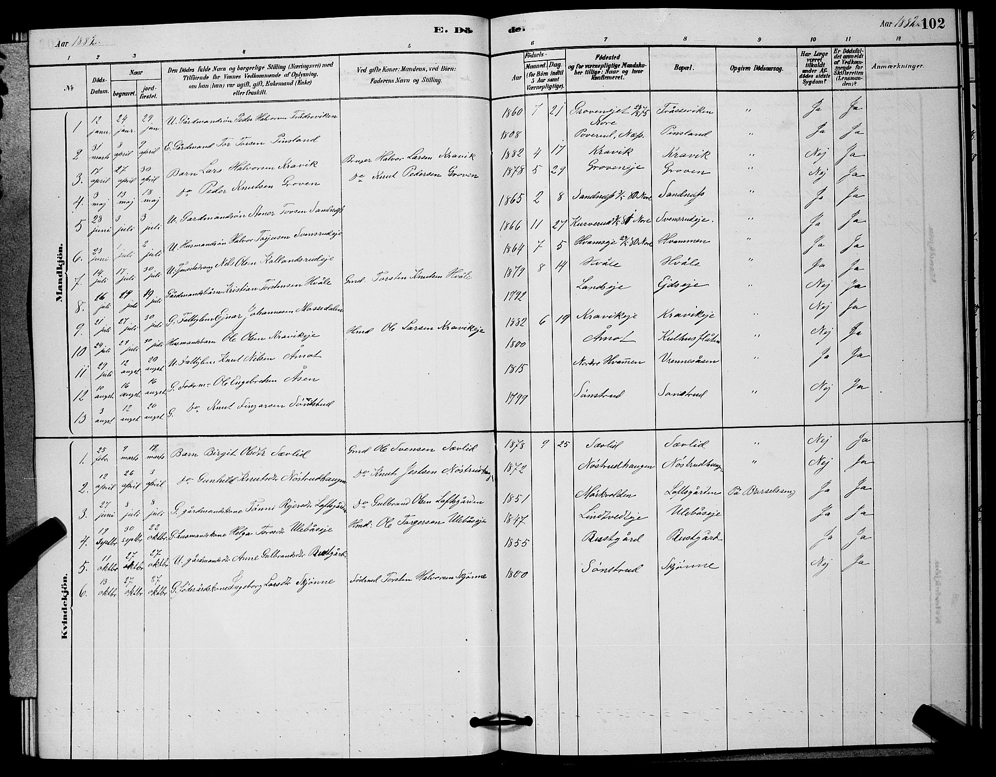 Nore kirkebøker, AV/SAKO-A-238/G/Ga/L0002: Parish register (copy) no. I 2, 1878-1885, p. 102