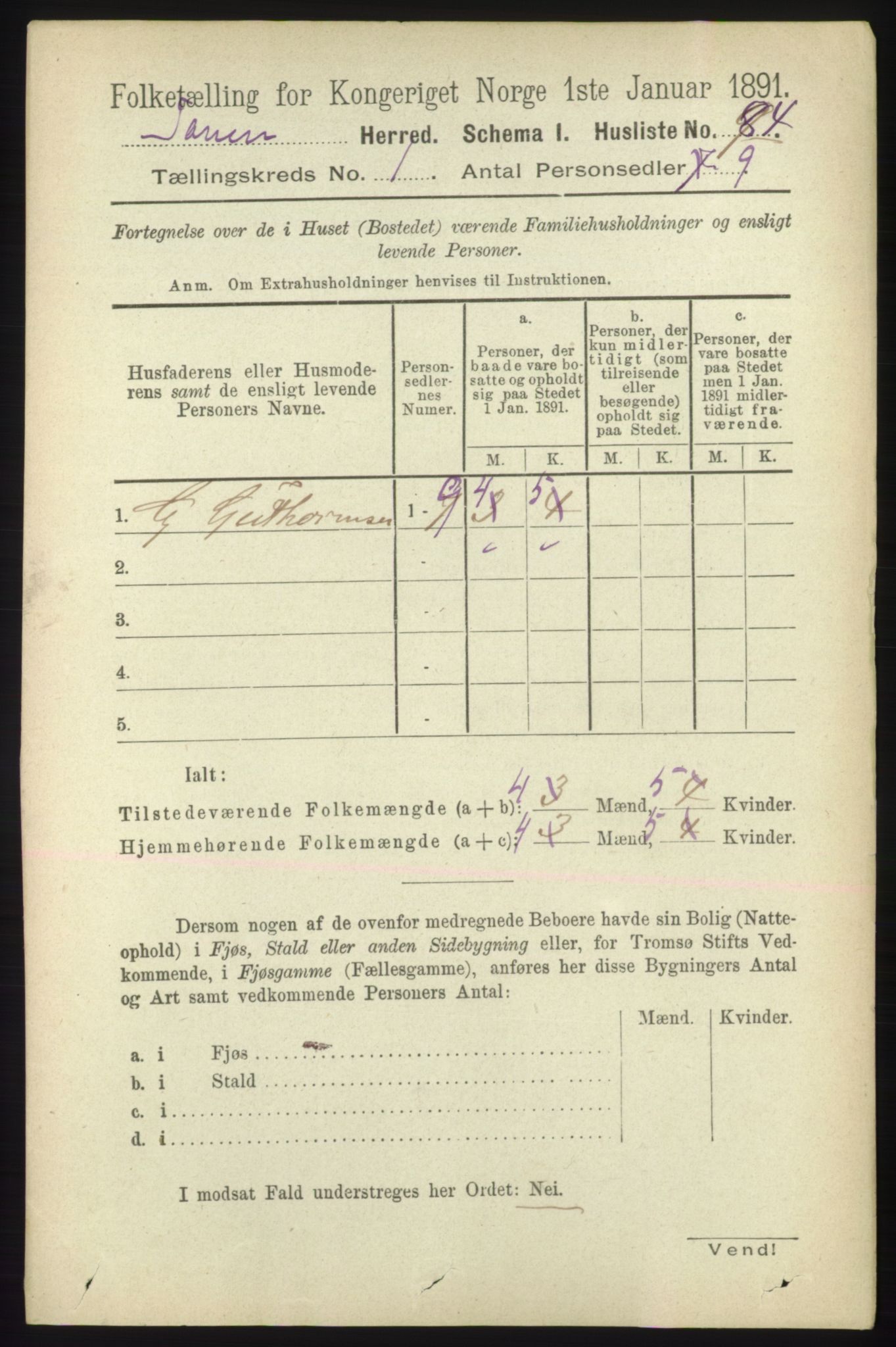 RA, 1891 census for 2025 Tana, 1891, p. 108