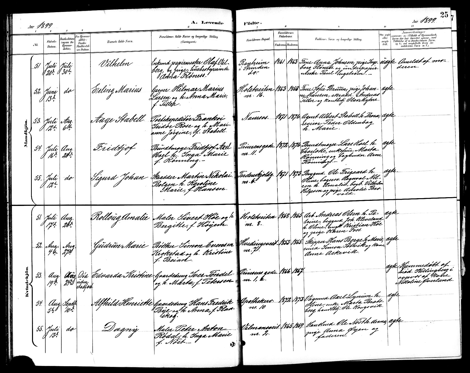 Ministerialprotokoller, klokkerbøker og fødselsregistre - Sør-Trøndelag, AV/SAT-A-1456/601/L0094: Parish register (copy) no. 601C12, 1898-1911, p. 25