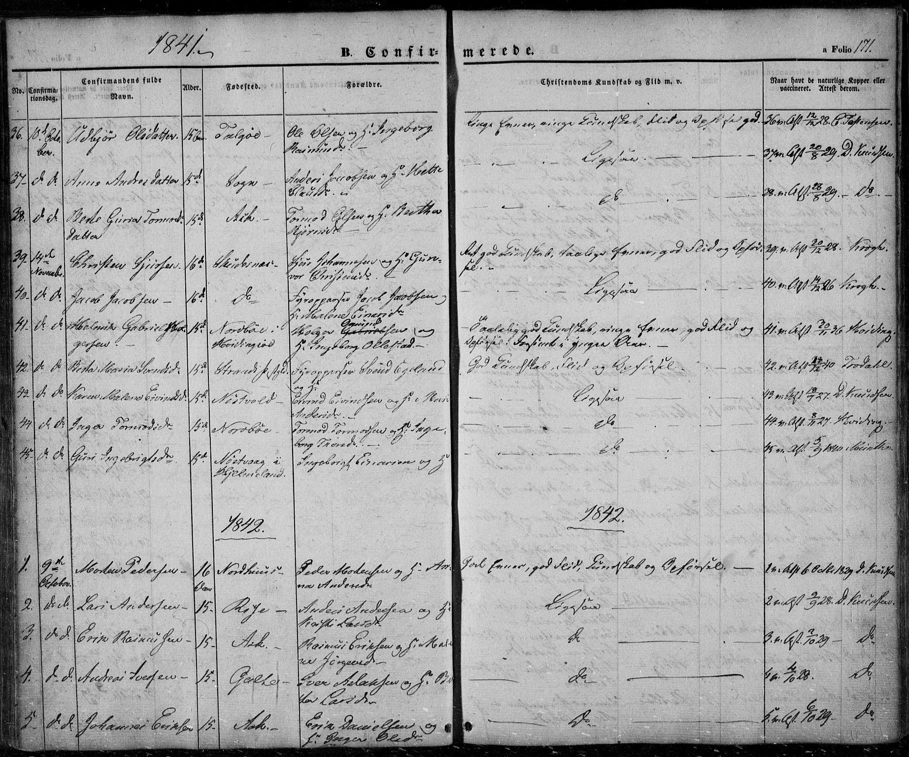 Rennesøy sokneprestkontor, SAST/A -101827/H/Ha/Haa/L0005: Parish register (official) no. A 5, 1838-1859, p. 171