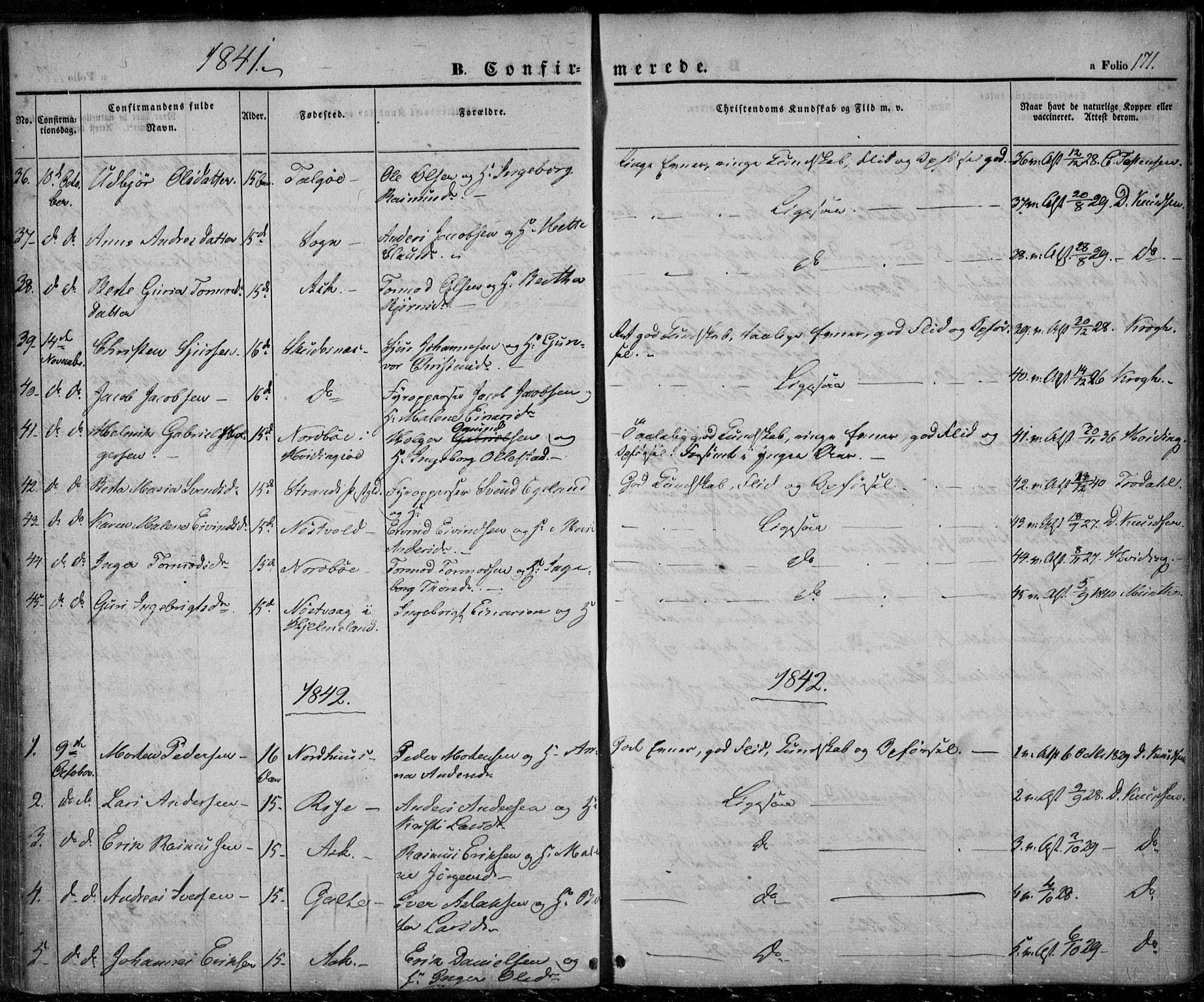 Rennesøy sokneprestkontor, AV/SAST-A -101827/H/Ha/Haa/L0005: Parish register (official) no. A 5, 1838-1859, p. 171