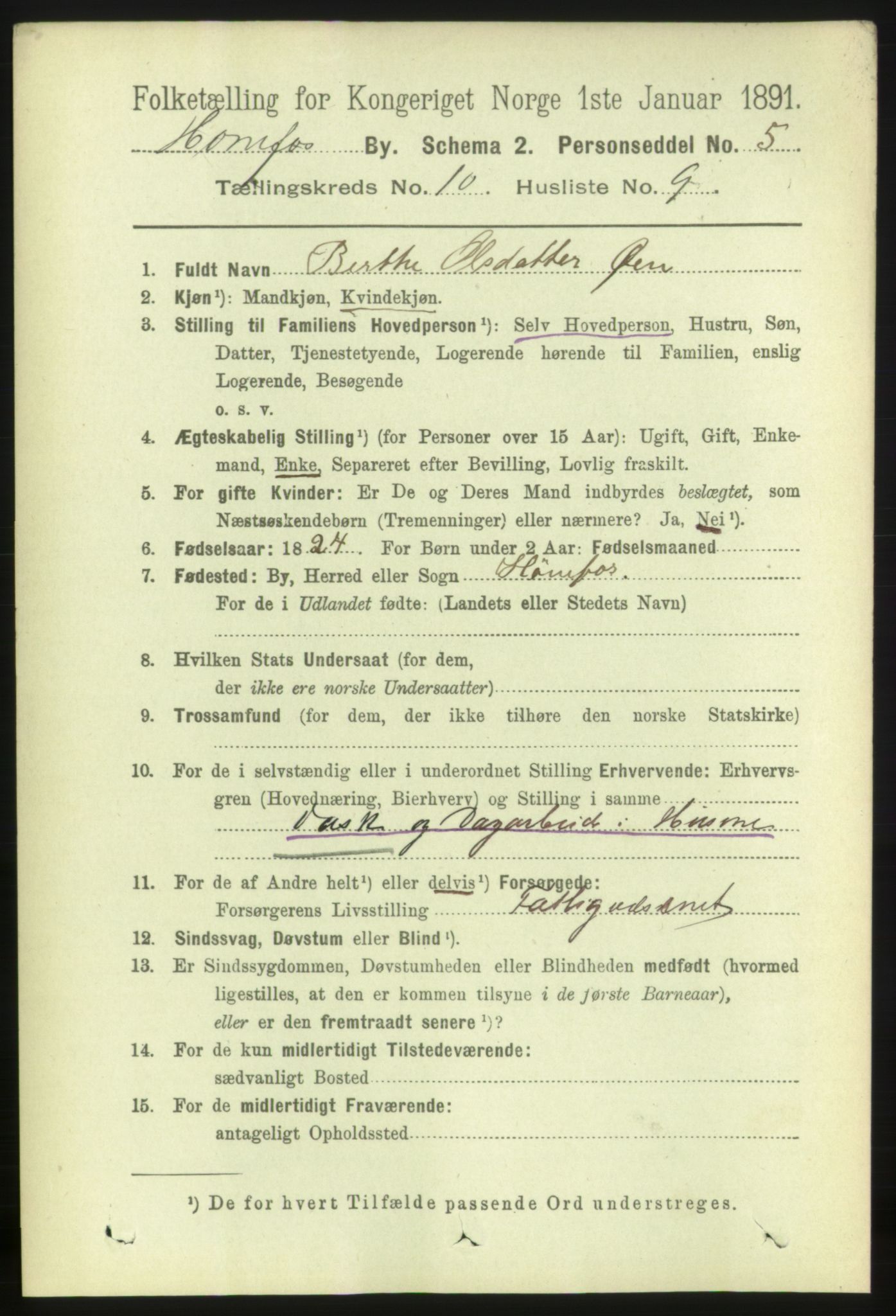 RA, 1891 census for 0601 Hønefoss, 1891, p. 1471