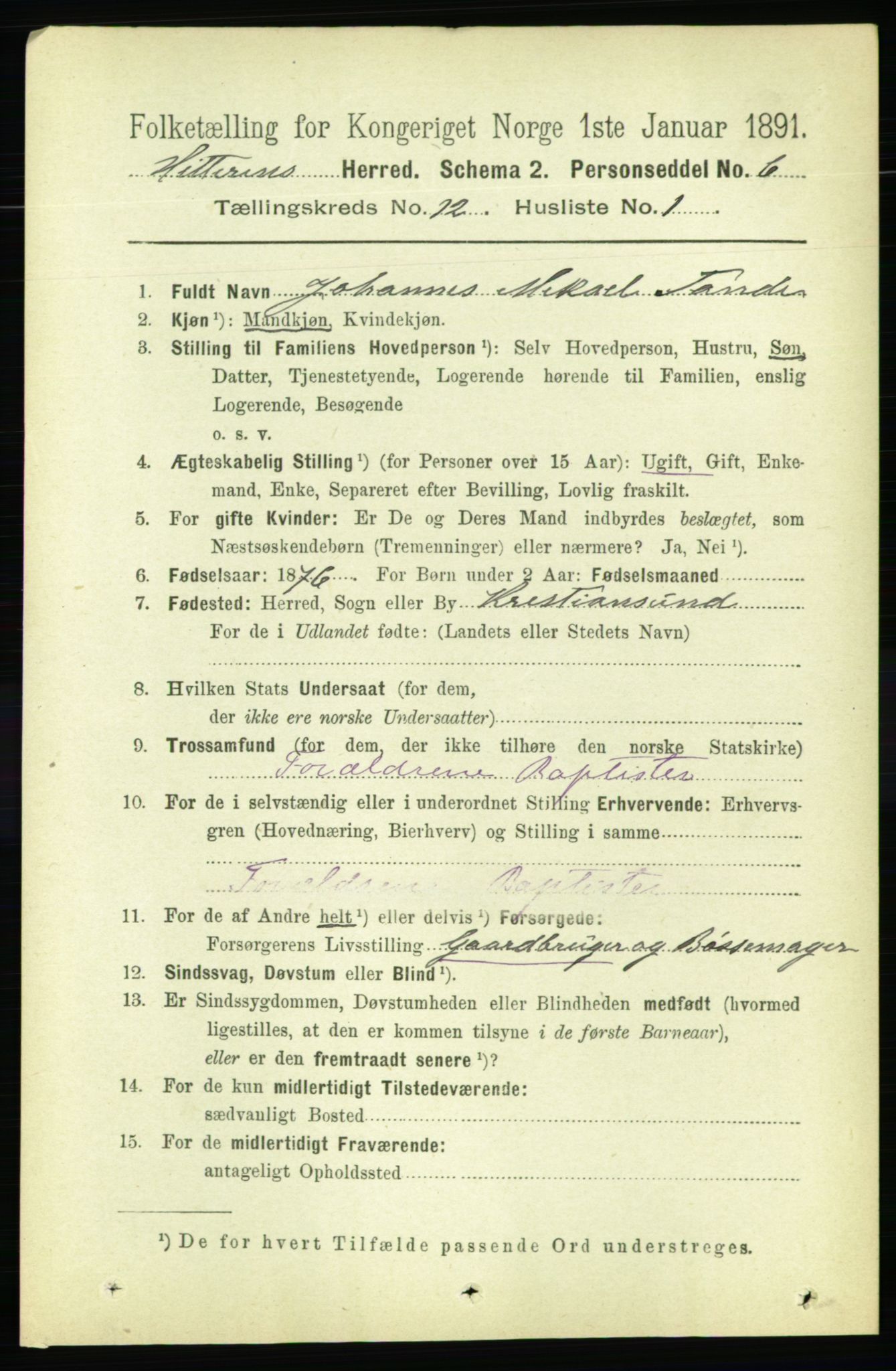 RA, 1891 census for 1617 Hitra, 1891, p. 2568