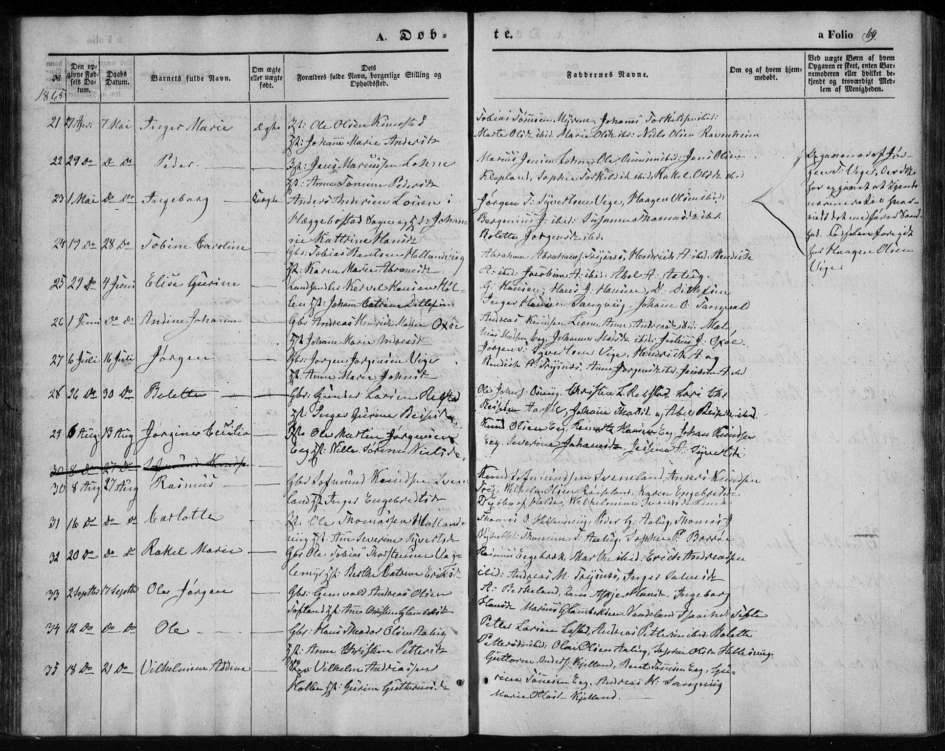 Søgne sokneprestkontor, AV/SAK-1111-0037/F/Fa/Fab/L0010: Parish register (official) no. A 10, 1853-1869, p. 69