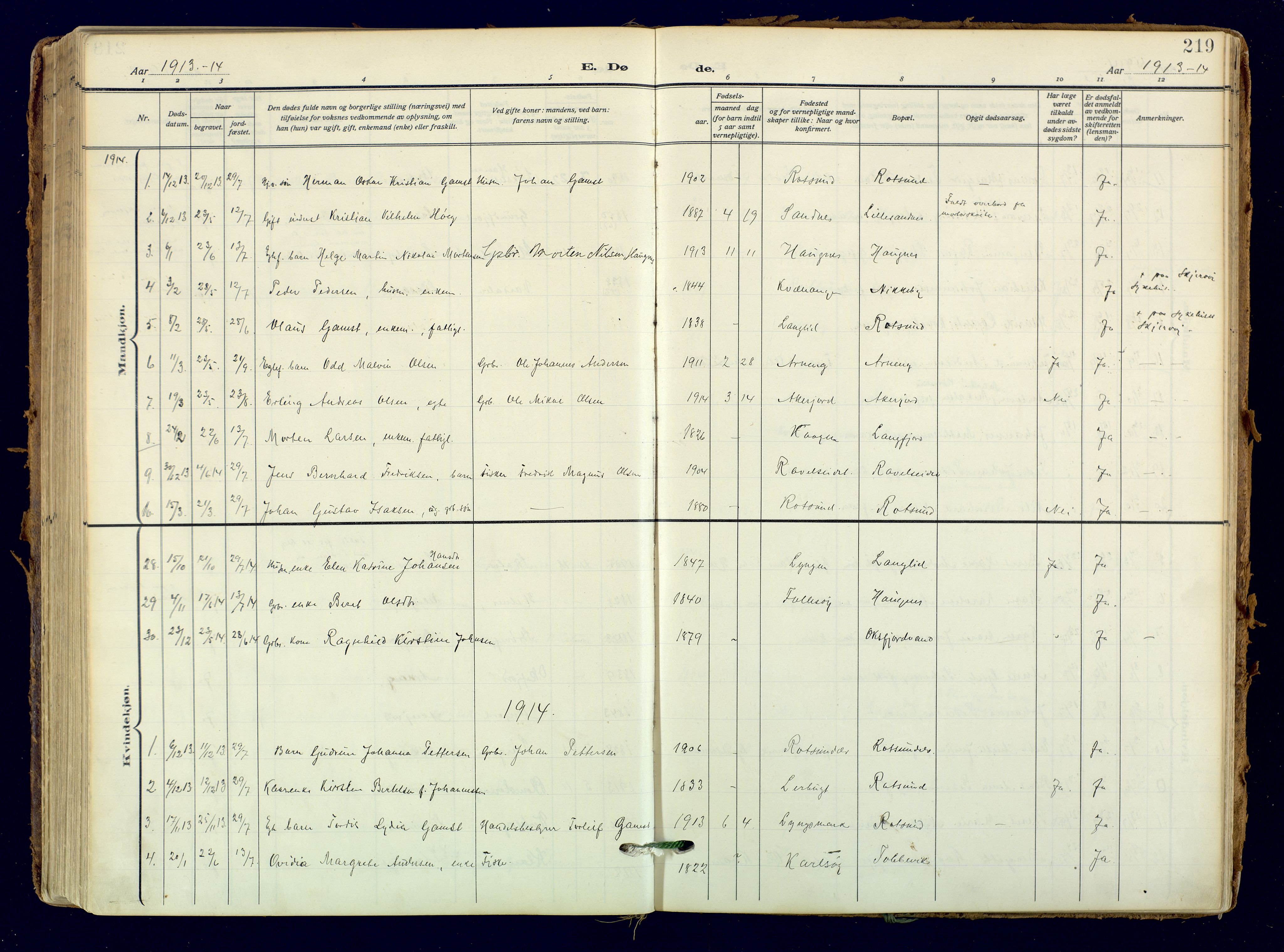 Skjervøy sokneprestkontor, SATØ/S-1300/H/Ha/Haa: Parish register (official) no. 18, 1910-1926, p. 219