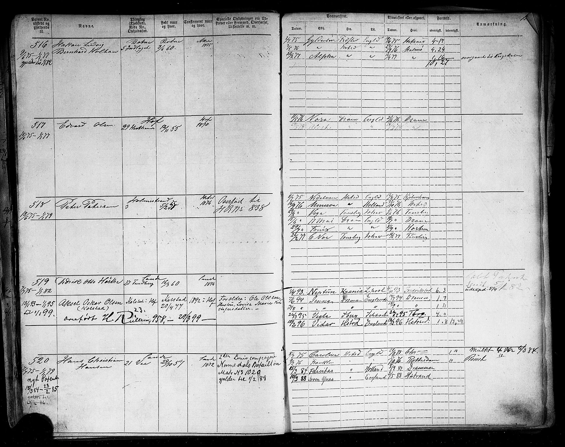 Holmestrand innrulleringskontor, AV/SAKO-A-1151/F/Fb/L0003: Annotasjonsrulle, 1868-1886, p. 106