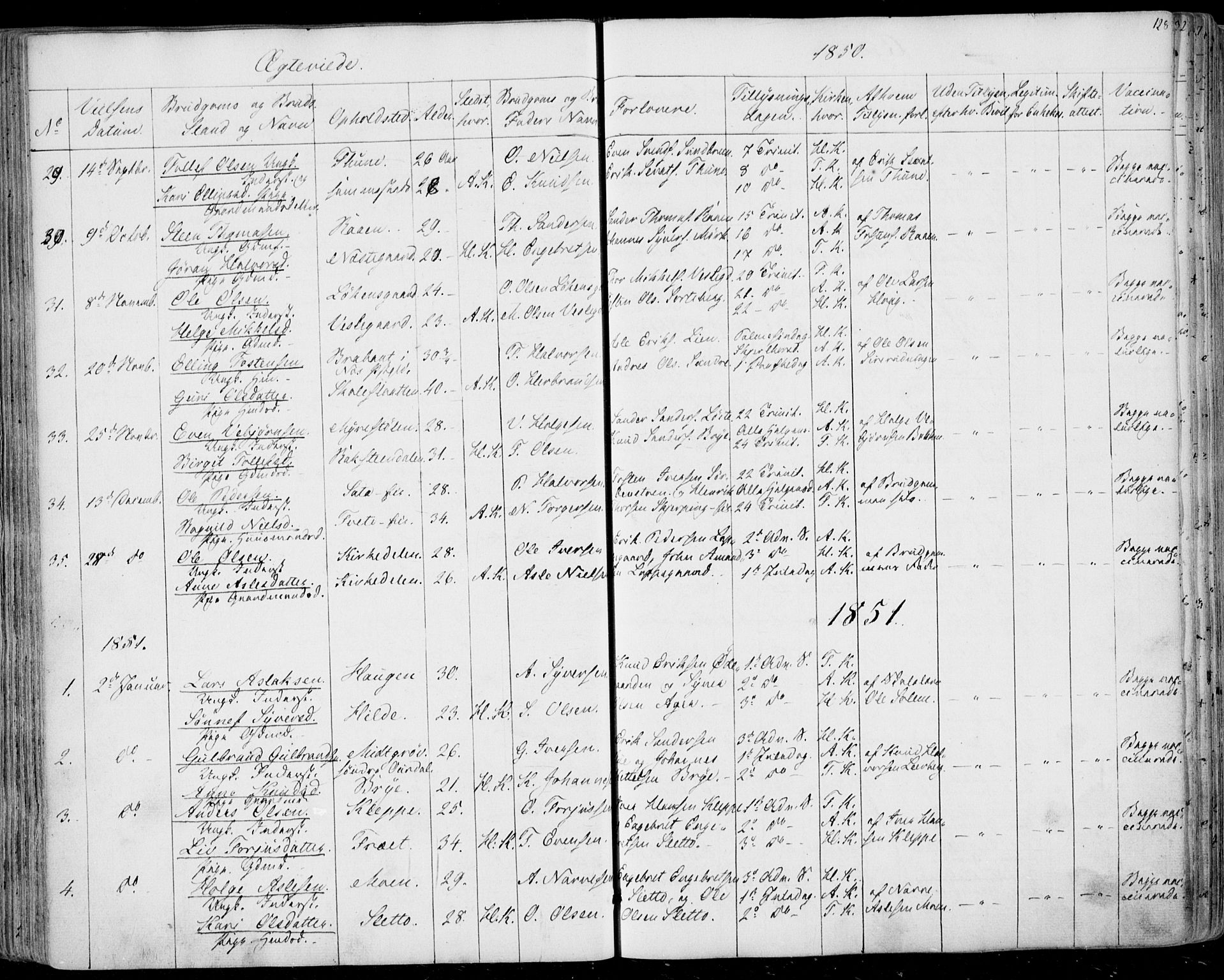 Ål kirkebøker, SAKO/A-249/F/Fa/L0006: Parish register (official) no. I 6, 1849-1864, p. 128