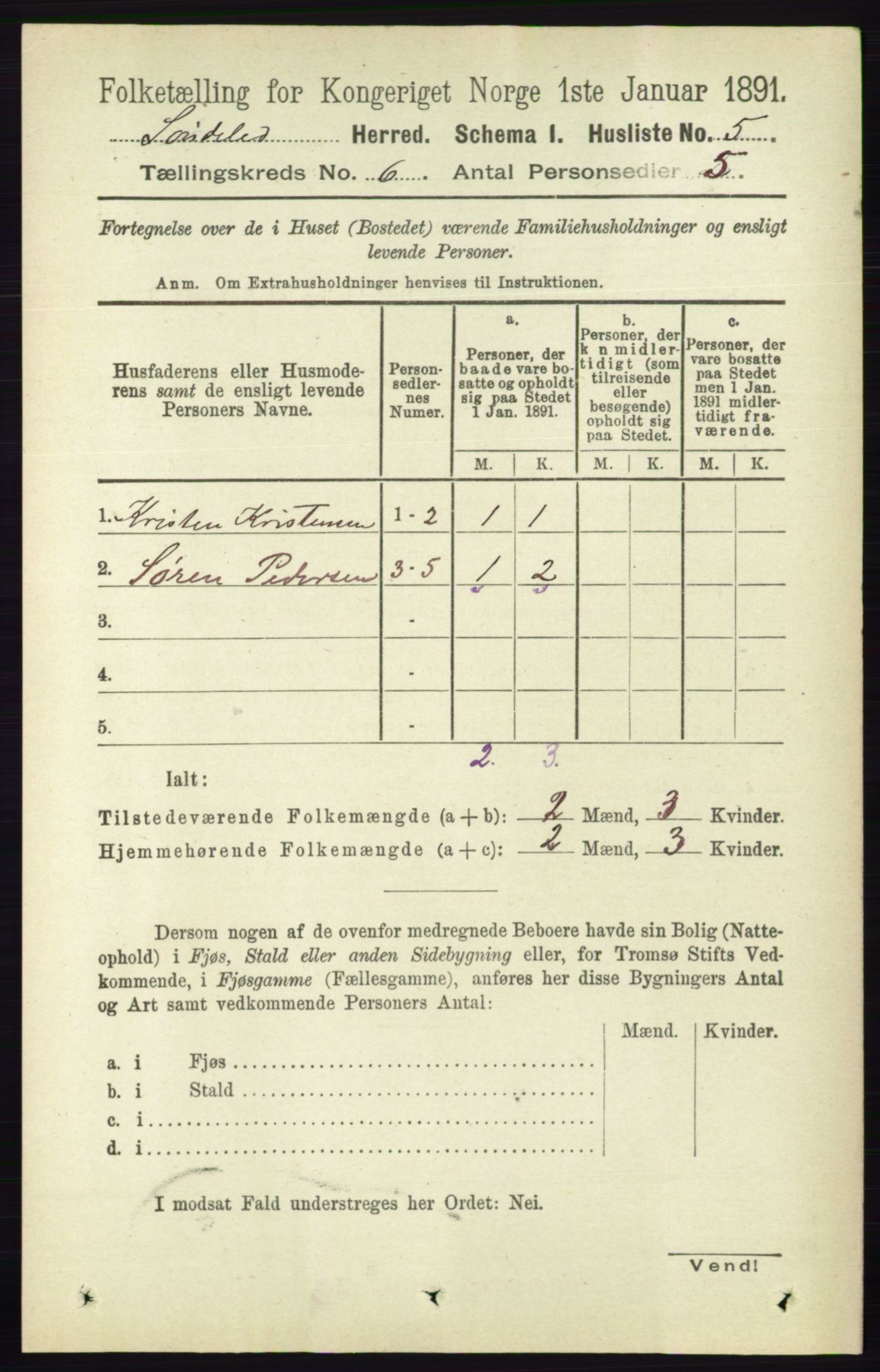 RA, 1891 census for 0913 Søndeled, 1891, p. 1746