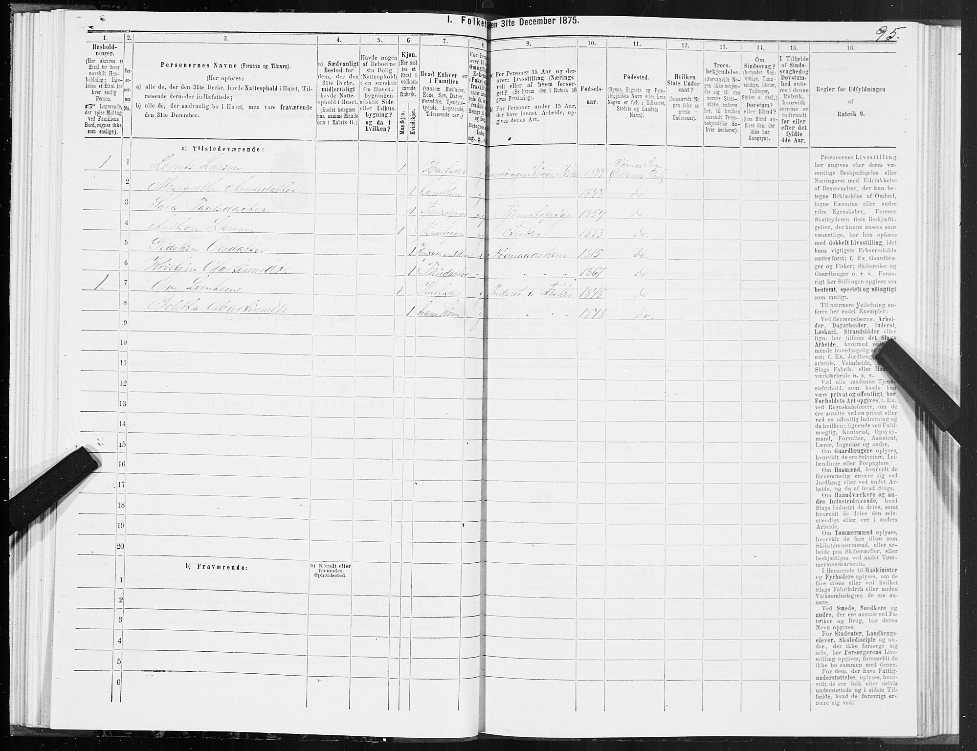 SAT, 1875 census for 1621P Ørland, 1875, p. 2095